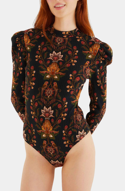 Berry Garden Black Bodysuit