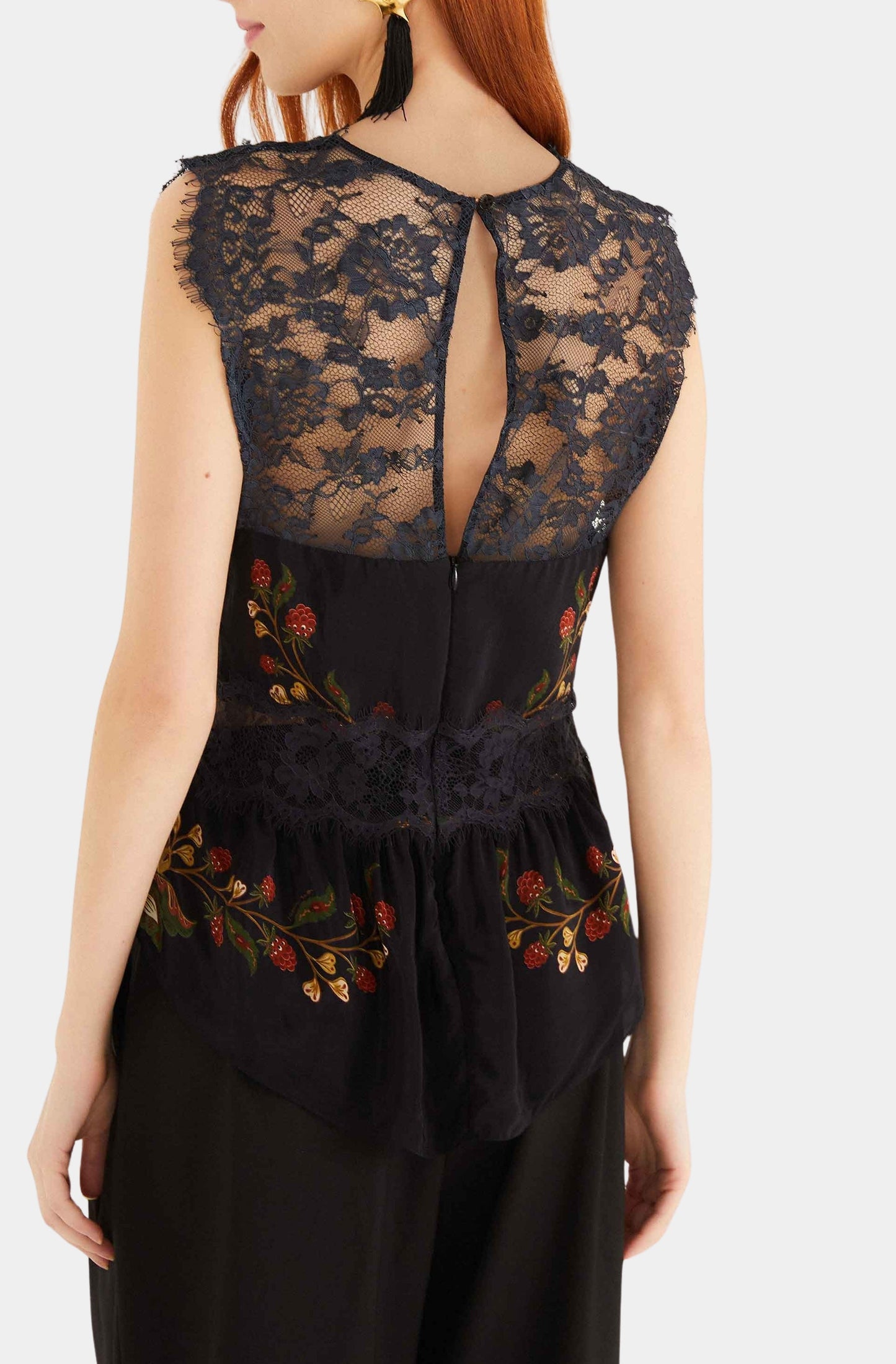 Berry Garden Black Sleeveless Lace Blouse