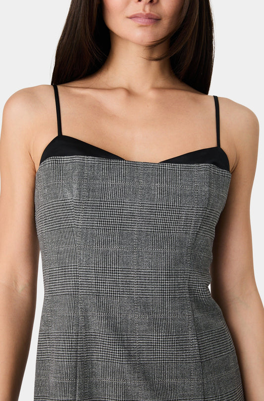 Owen Plaid Satin Peekaboo Dress