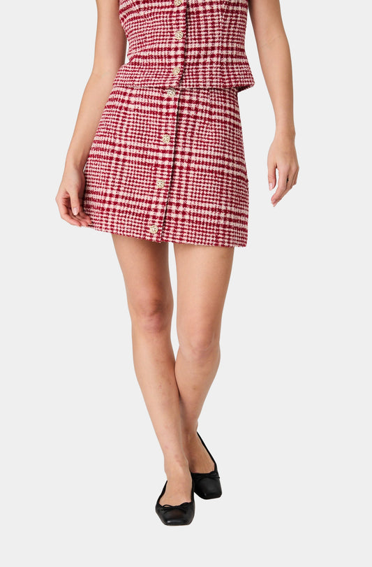 Brushed Houndstooth Mini Skirt