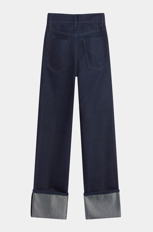 Rosie High-Rise Wide Leg Ankle Cuff Covered Button Fly