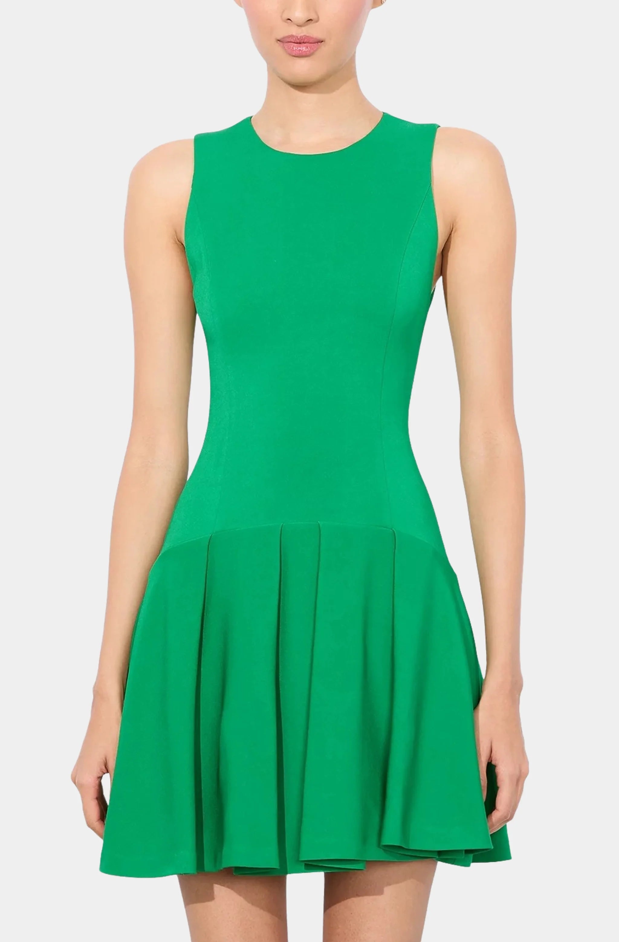 Adley Sleeveless Crew Neck Drop Waist Flare Mini Dress