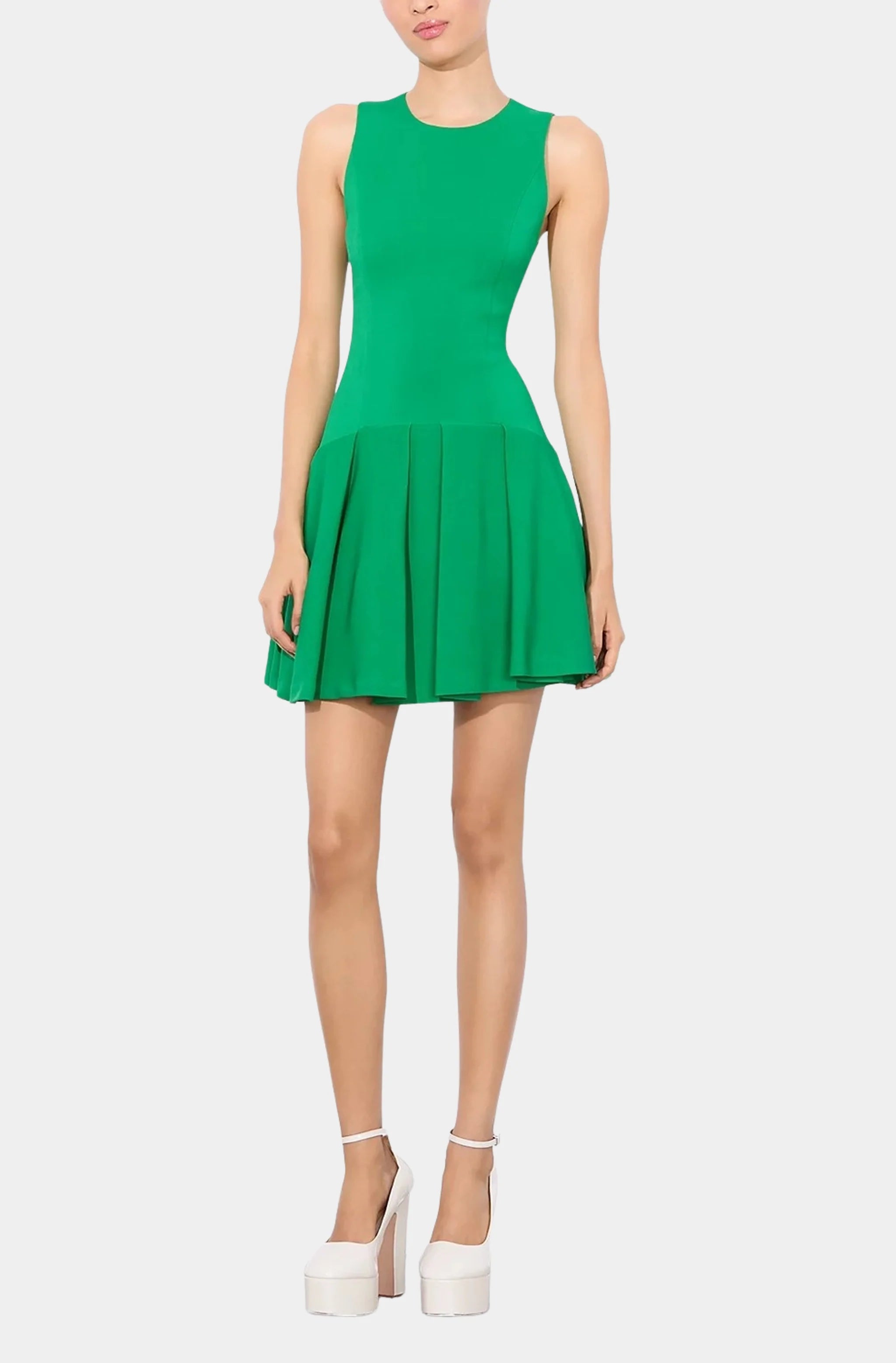 Adley Sleeveless Crew Neck Drop Waist Flare Mini Dress