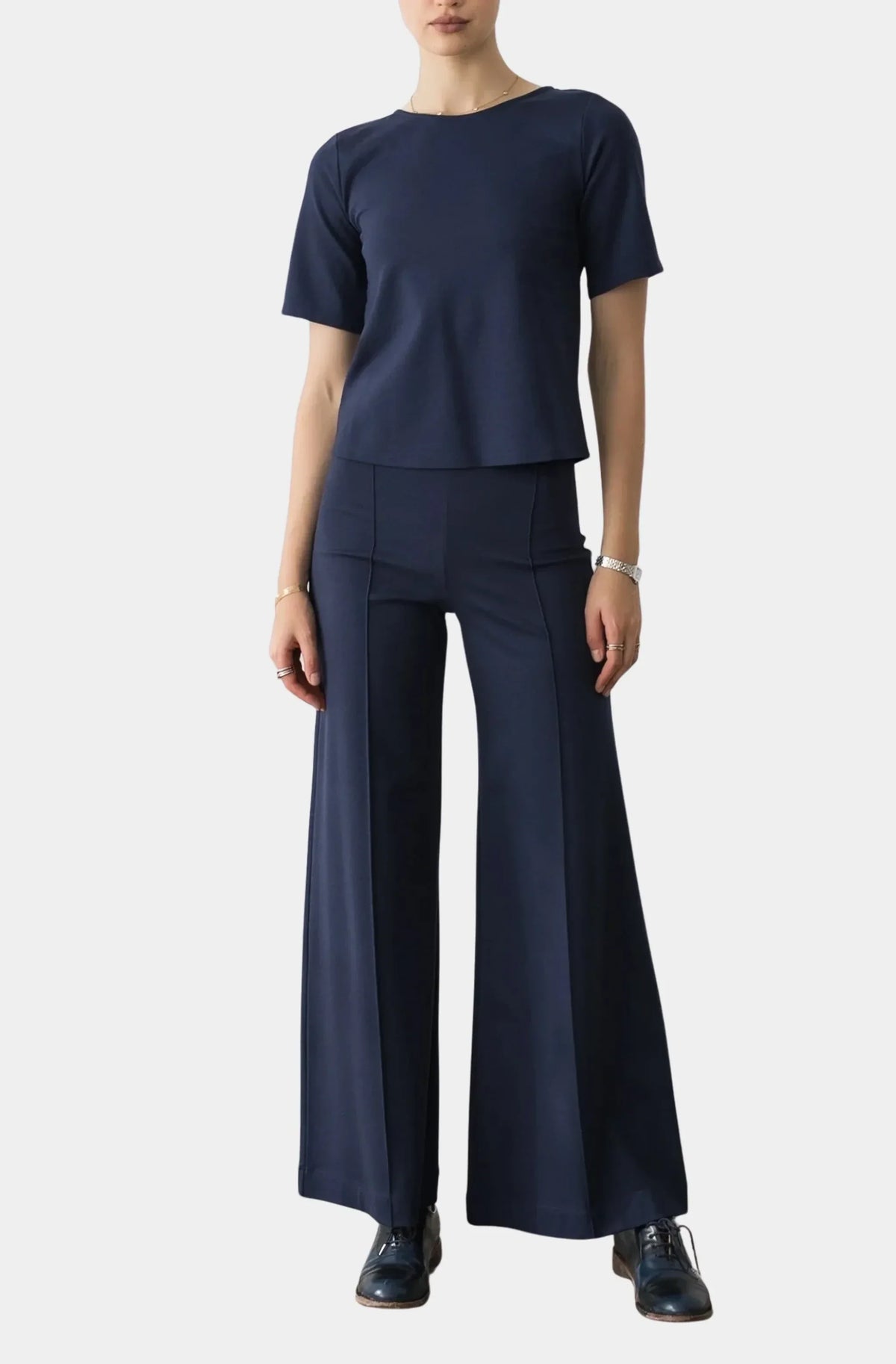 Ponte Knit Standard Wide Leg Pant
