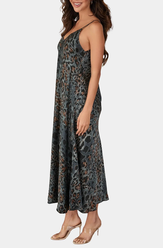 Italian Viscose Leopard Print Slip Dress