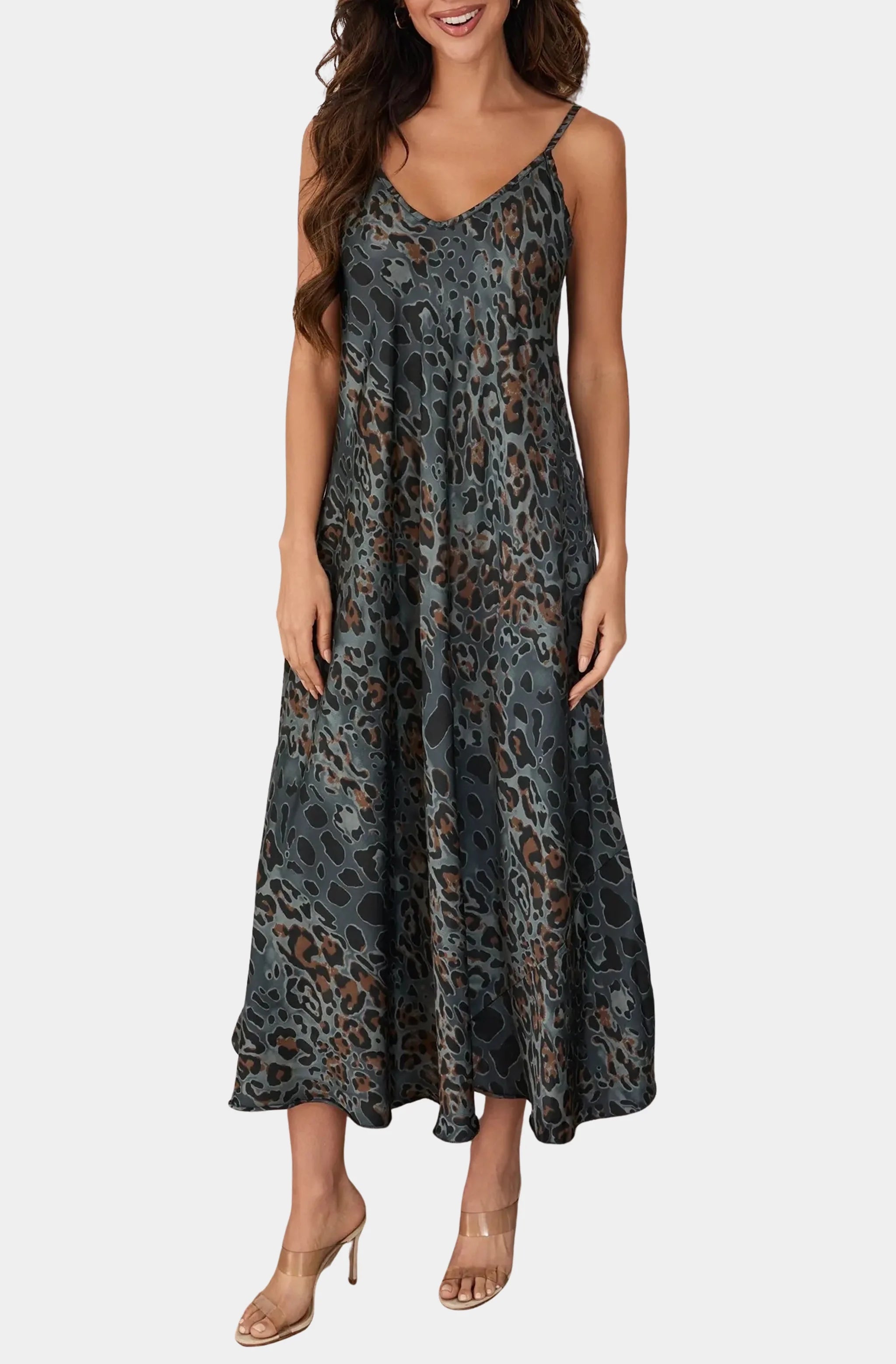 Italian Viscose Leopard Print Slip Dress