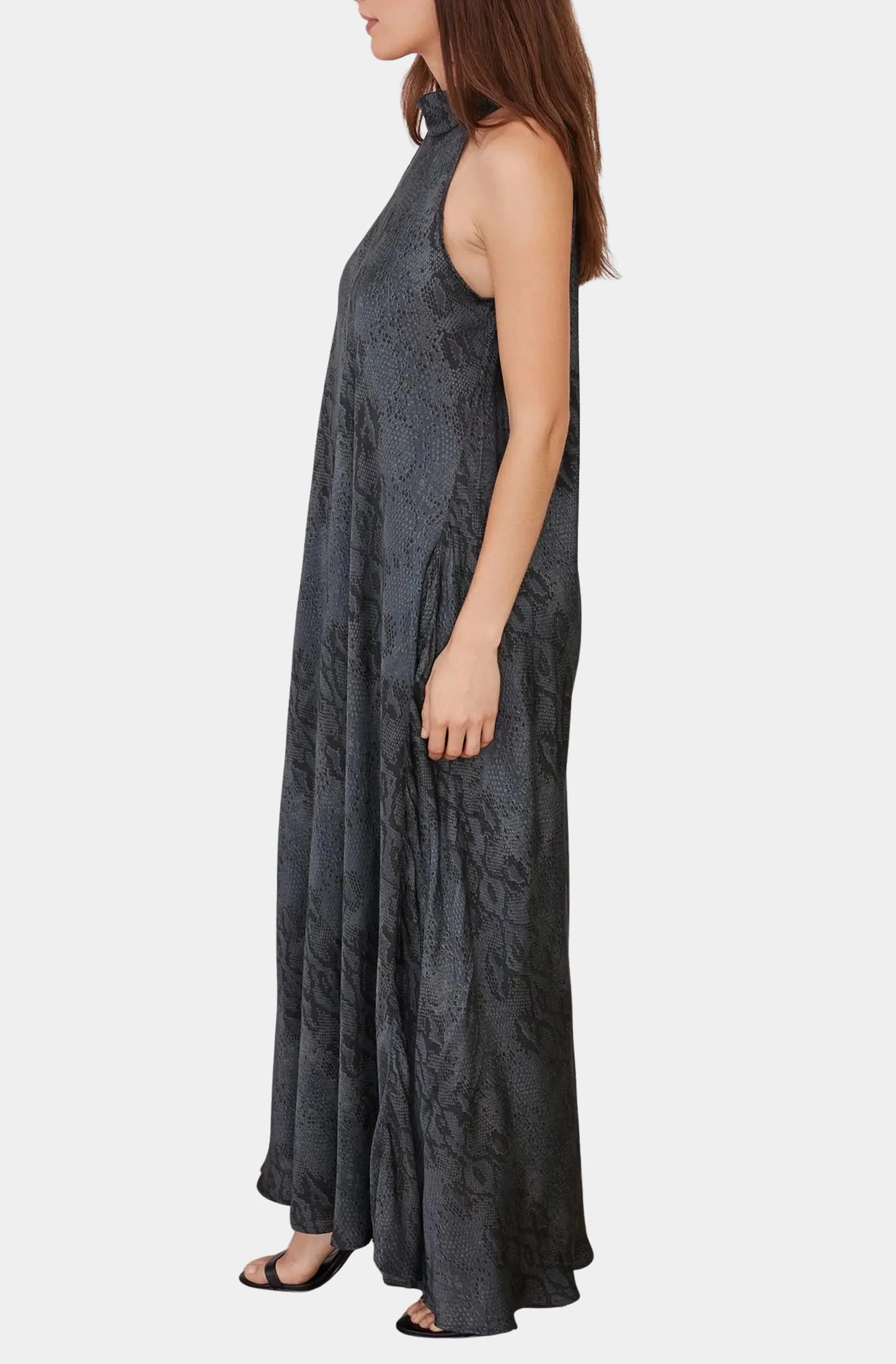 Python Mock Neck Maxi Dress
