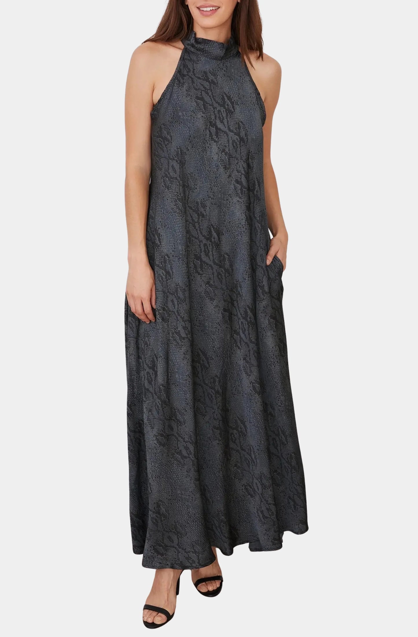 Python Mock Neck Maxi Dress