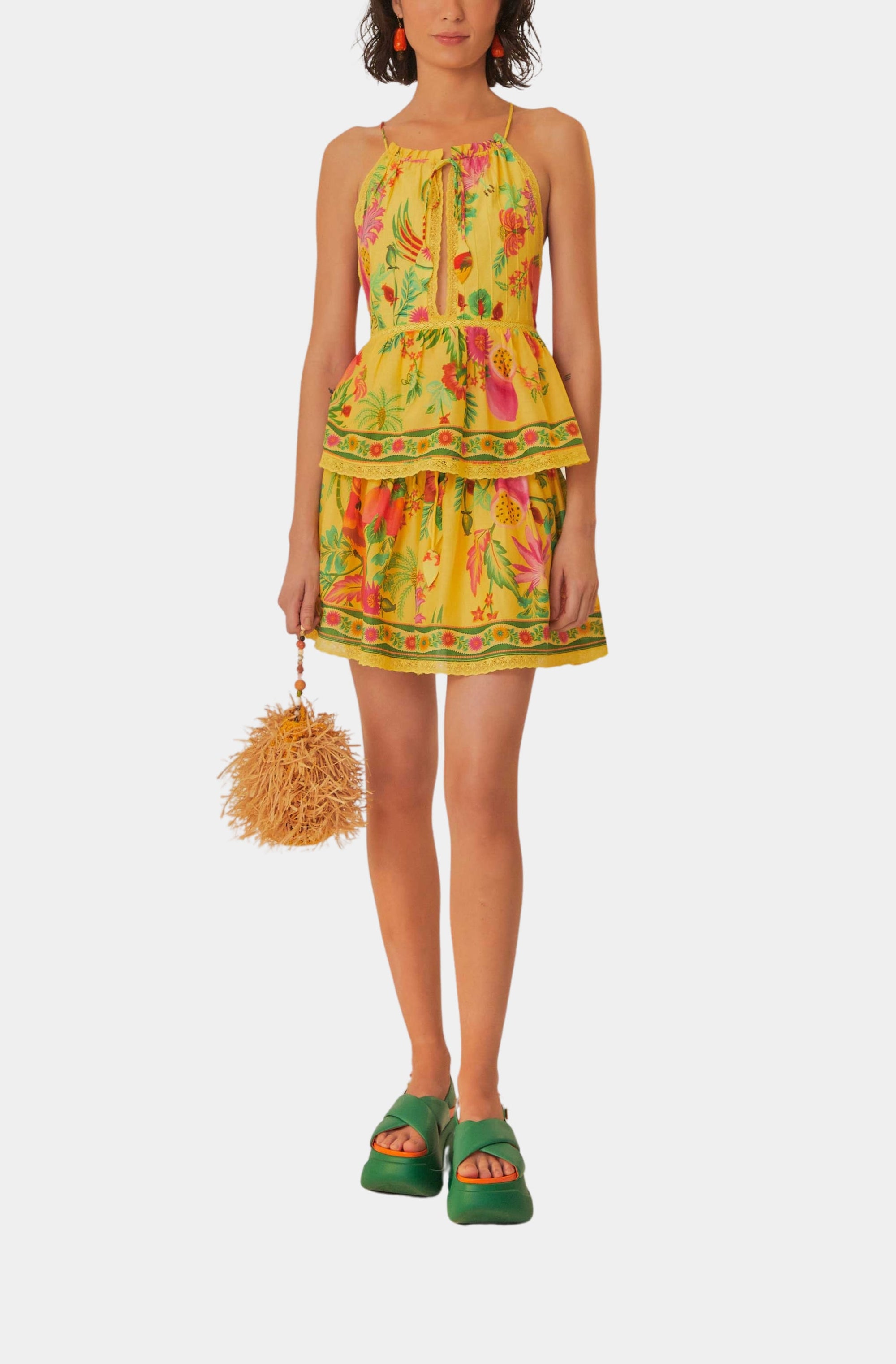 Delicate Fruit Garden Yellow Mini Skirt