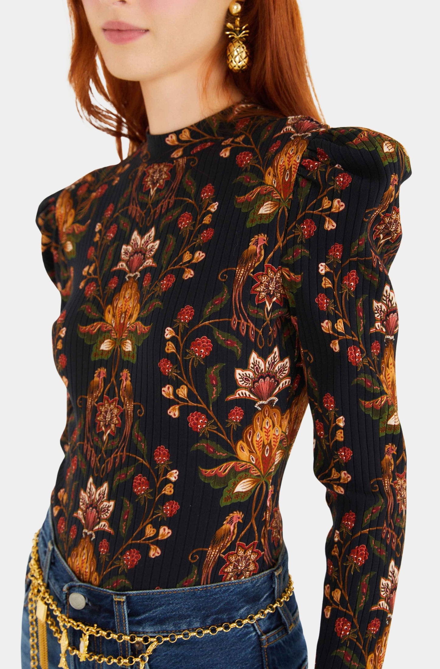 Berry Garden Black Bodysuit