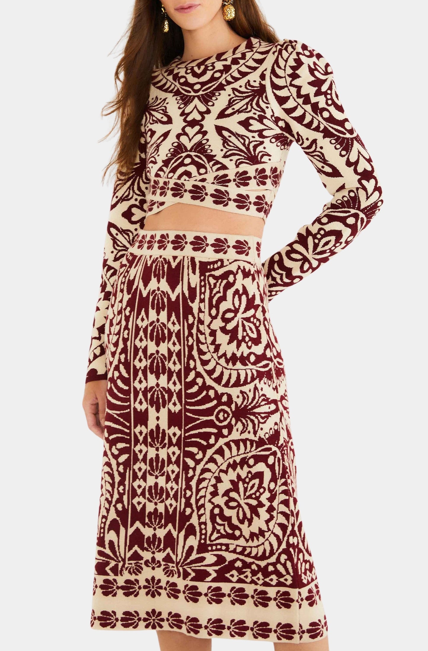 Pineapple Love Knit Midi Skirt