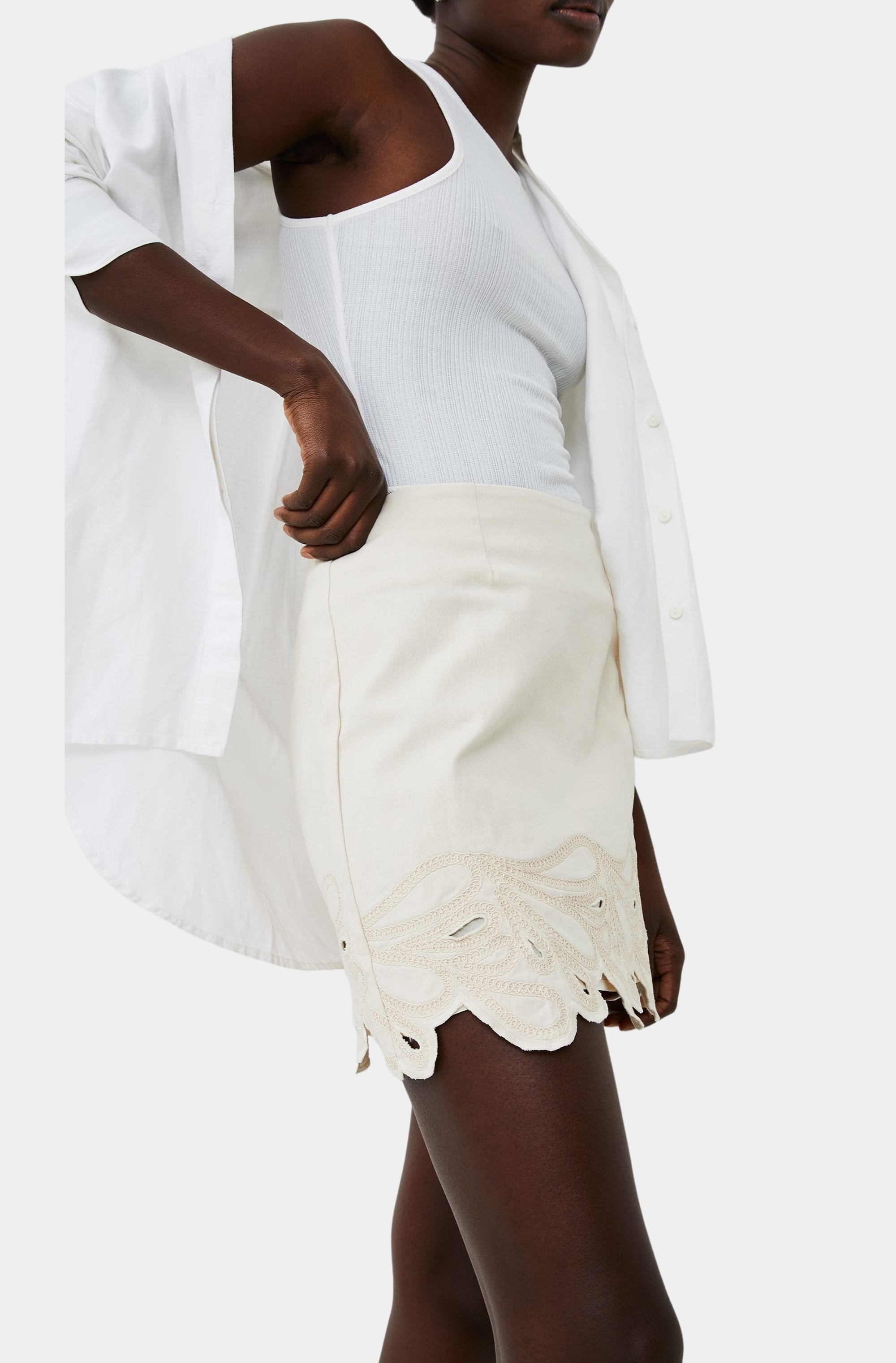 Ateena Twill Embroidered Skirt