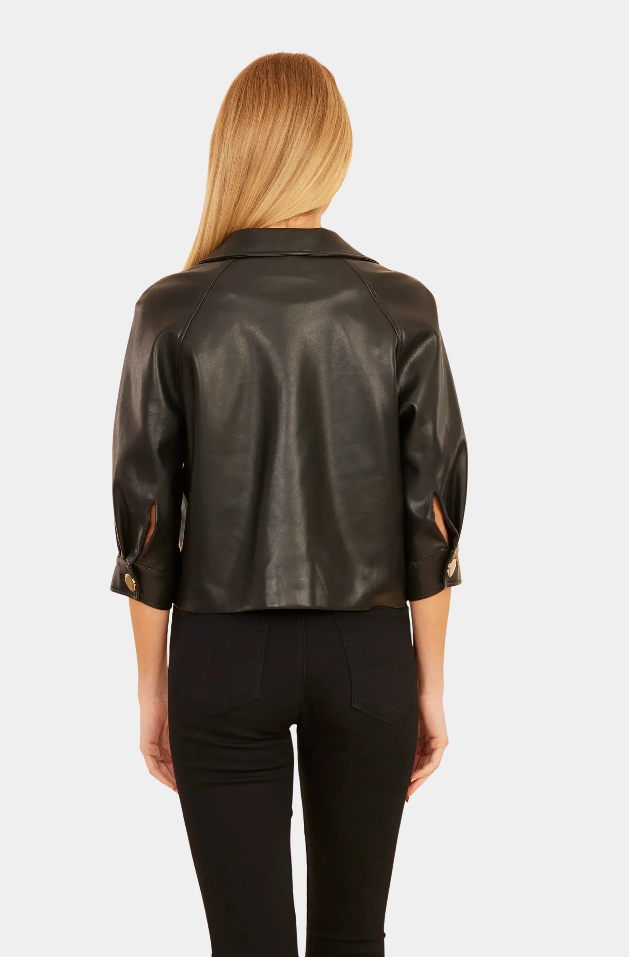 Faux Leather 3/4 Sleeve Topper