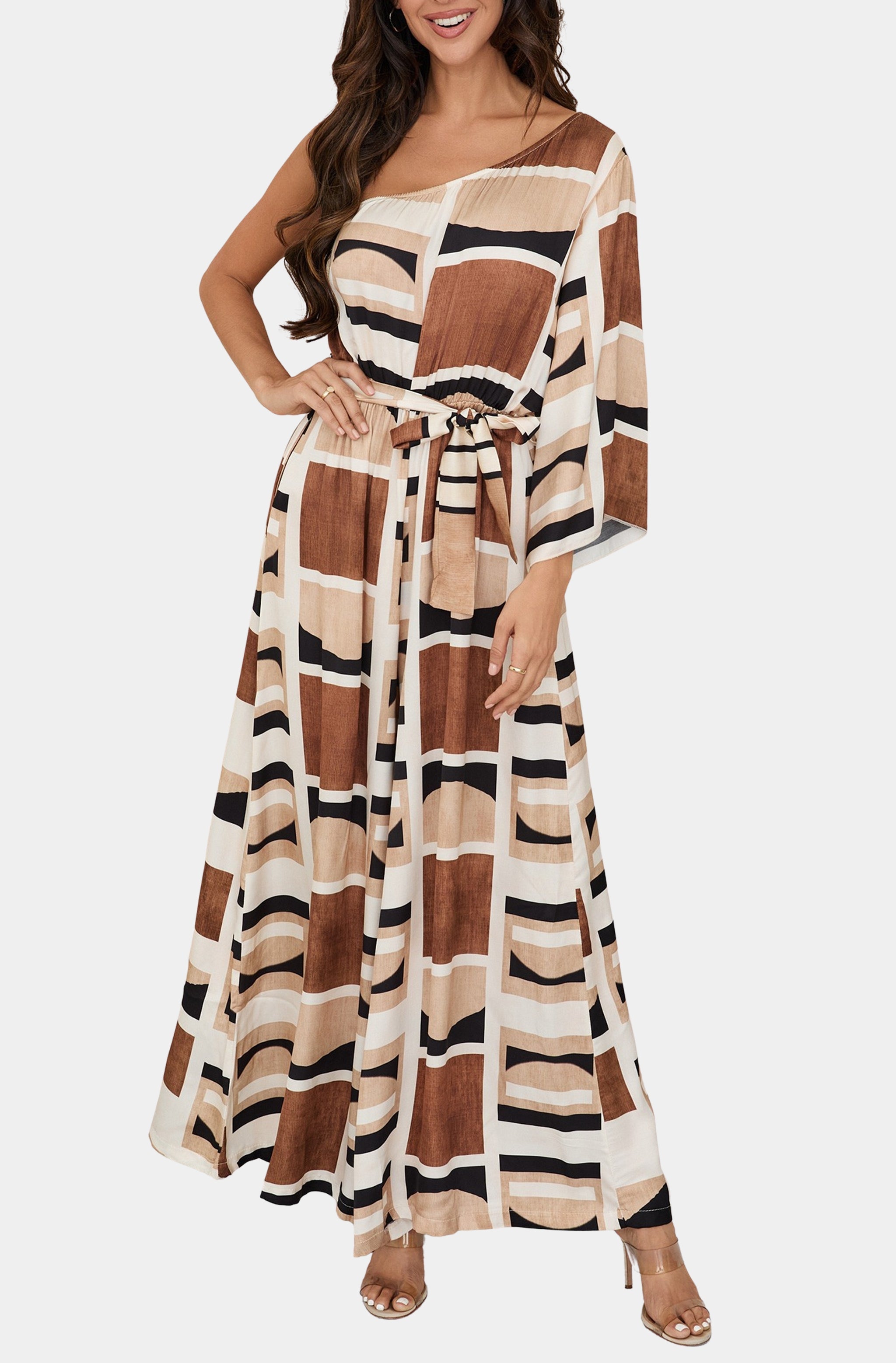 Geometric Multi Color Off Shoulder Jumpsuit