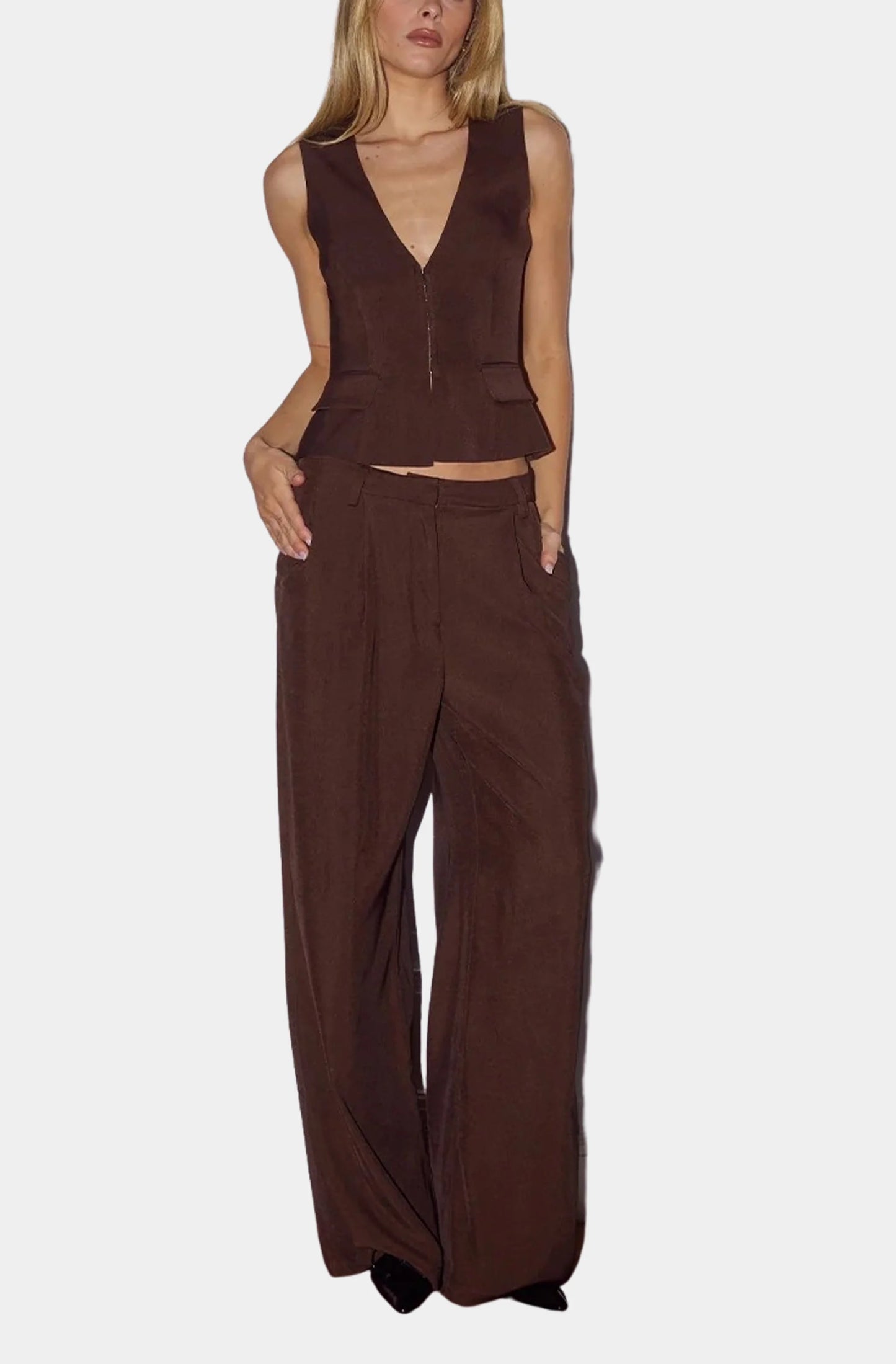 Arla Sleeveless Wide Leg Pants