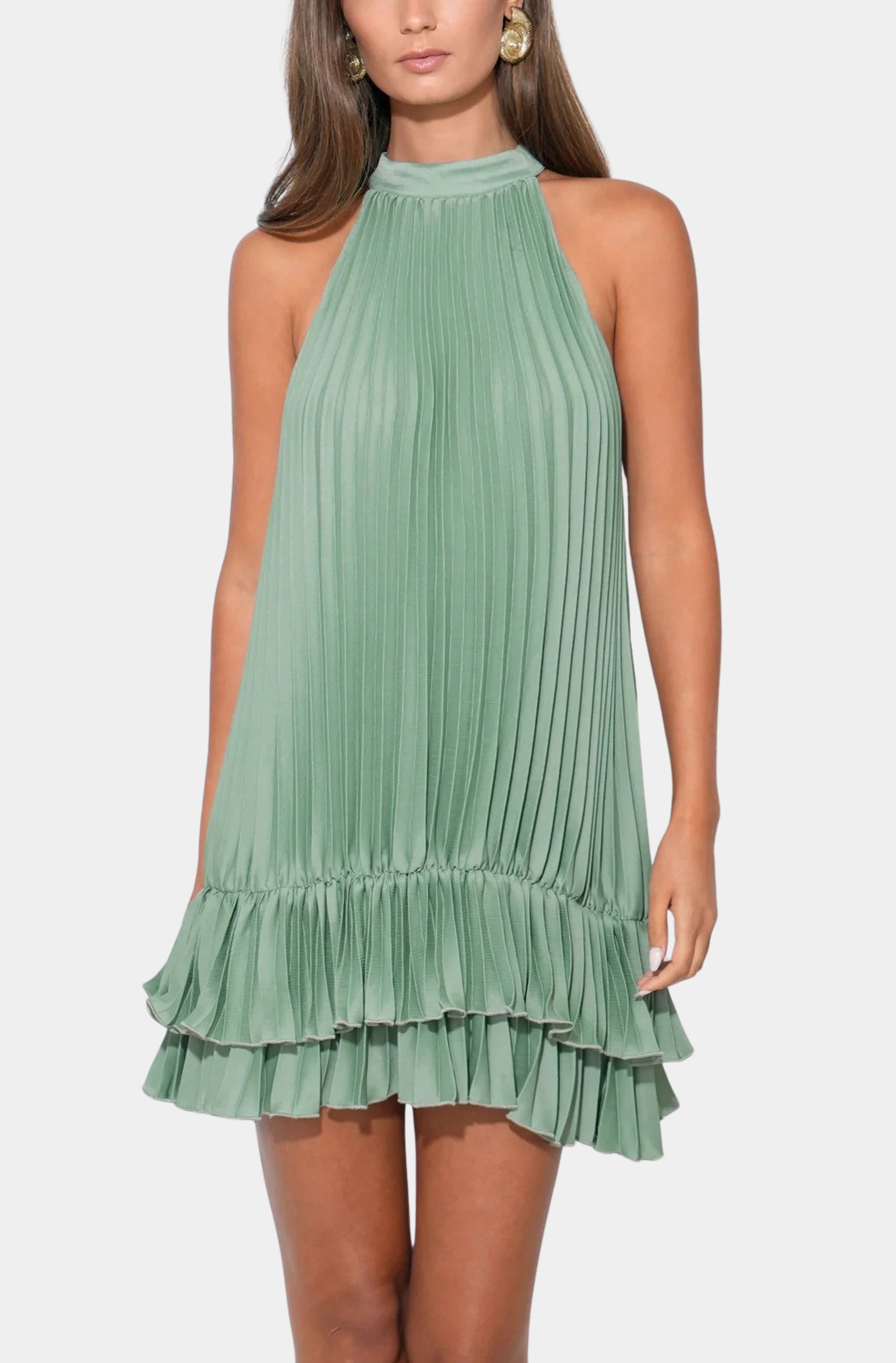 Brielle Halter Pleated Mini Dress