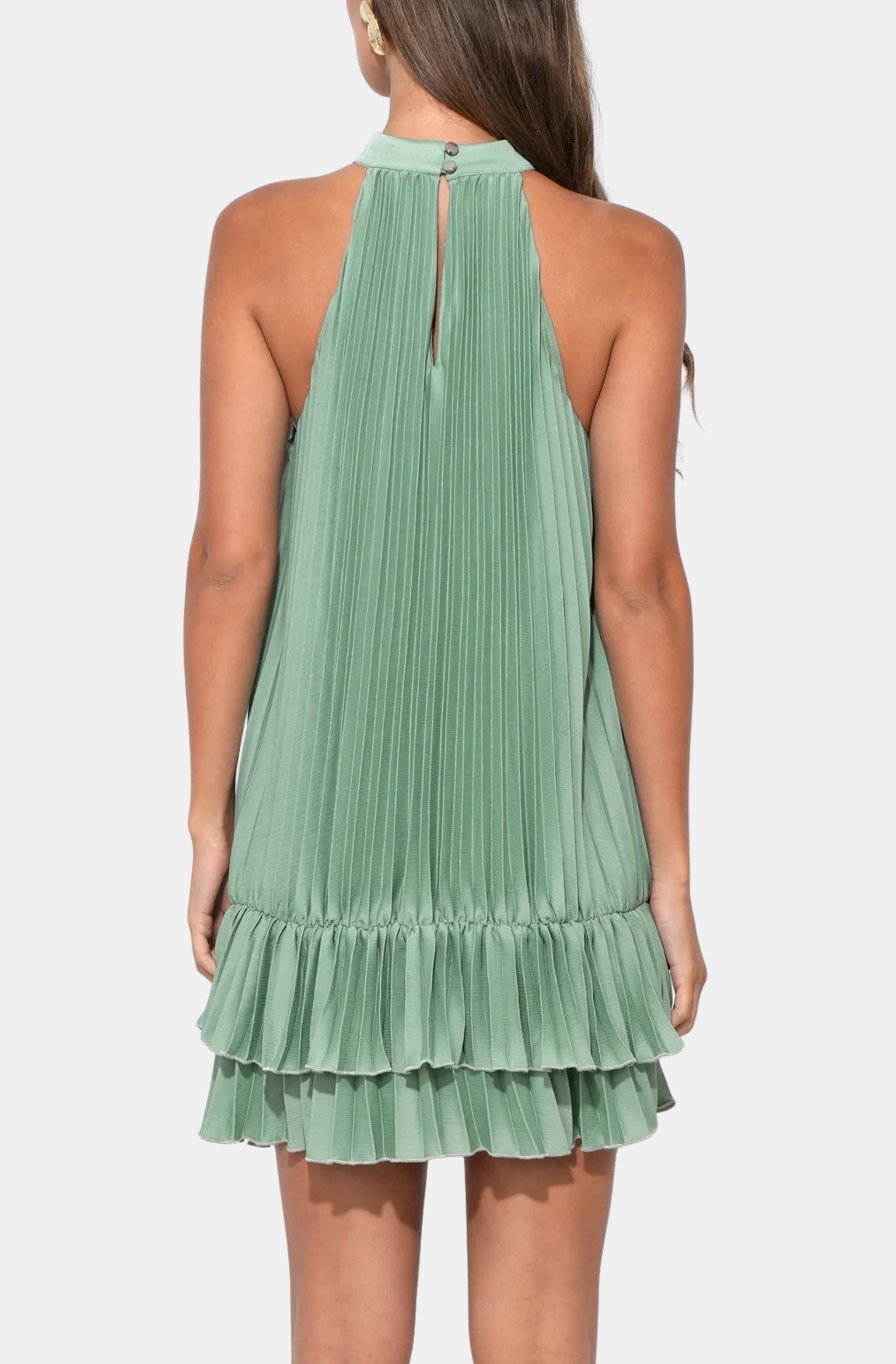 Brielle Halter Pleated Mini Dress