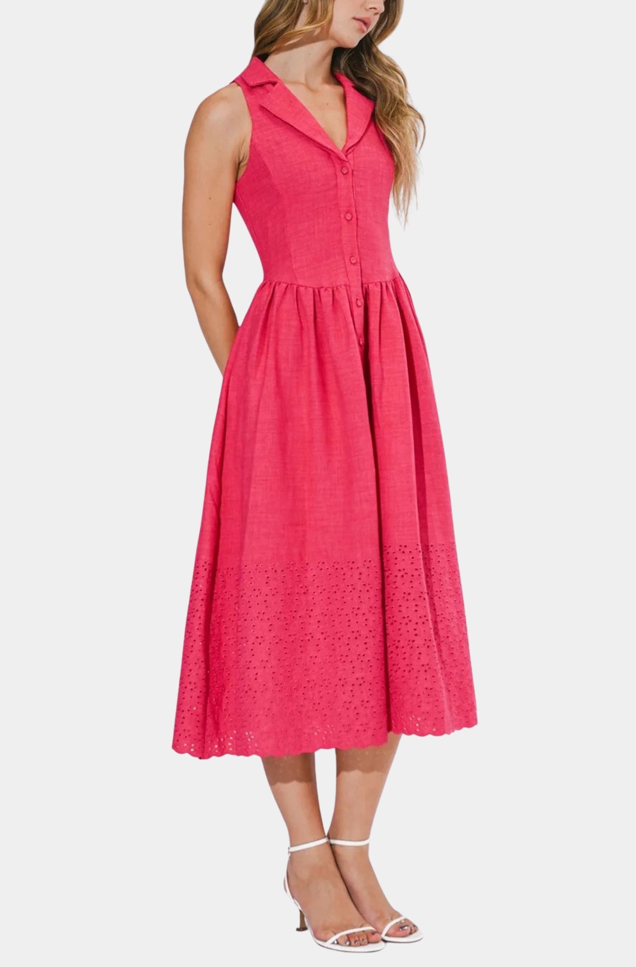 Anastatia Embroidered Halter Midi Dress