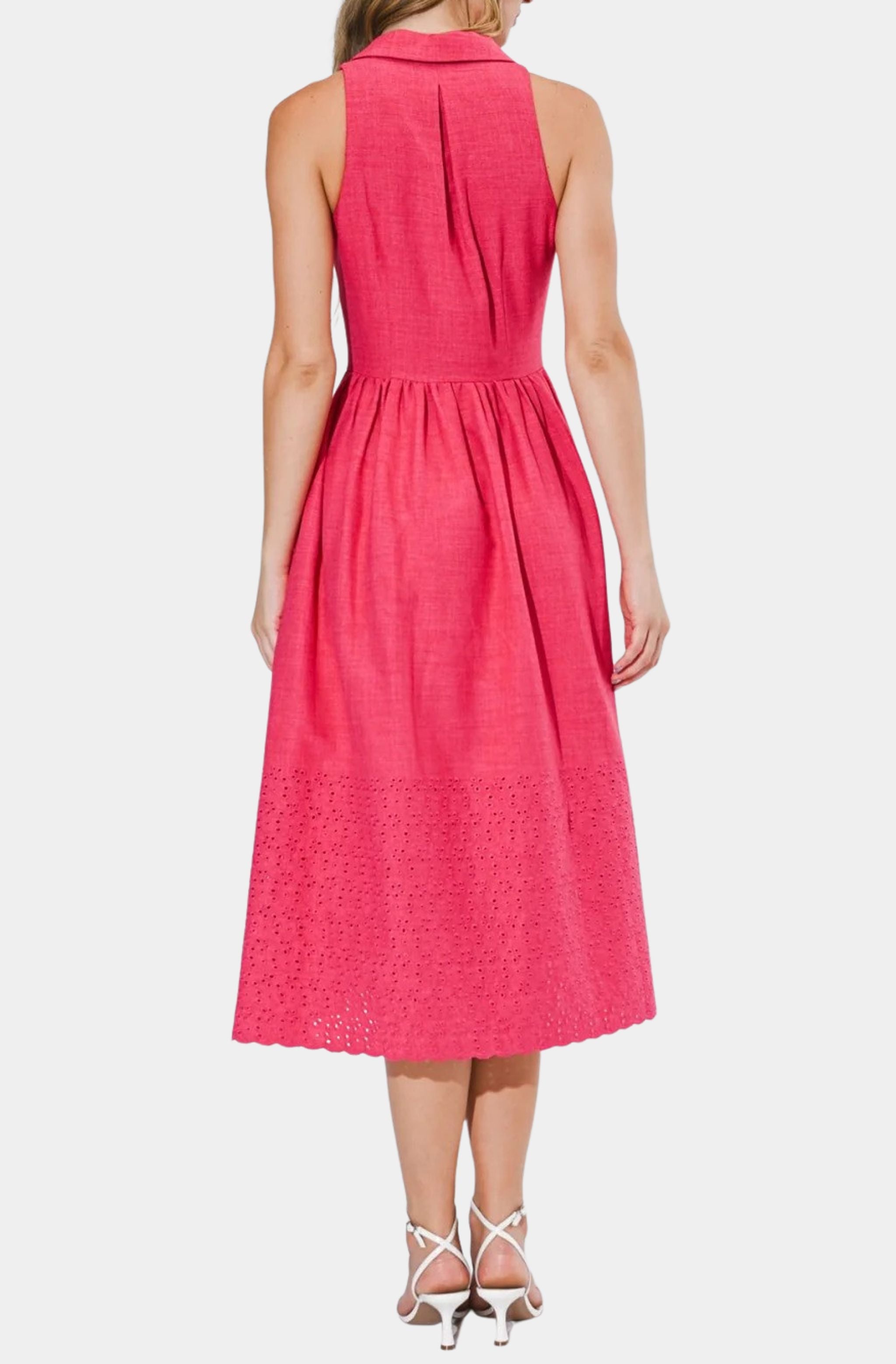 Anastatia Embroidered Halter Midi Dress