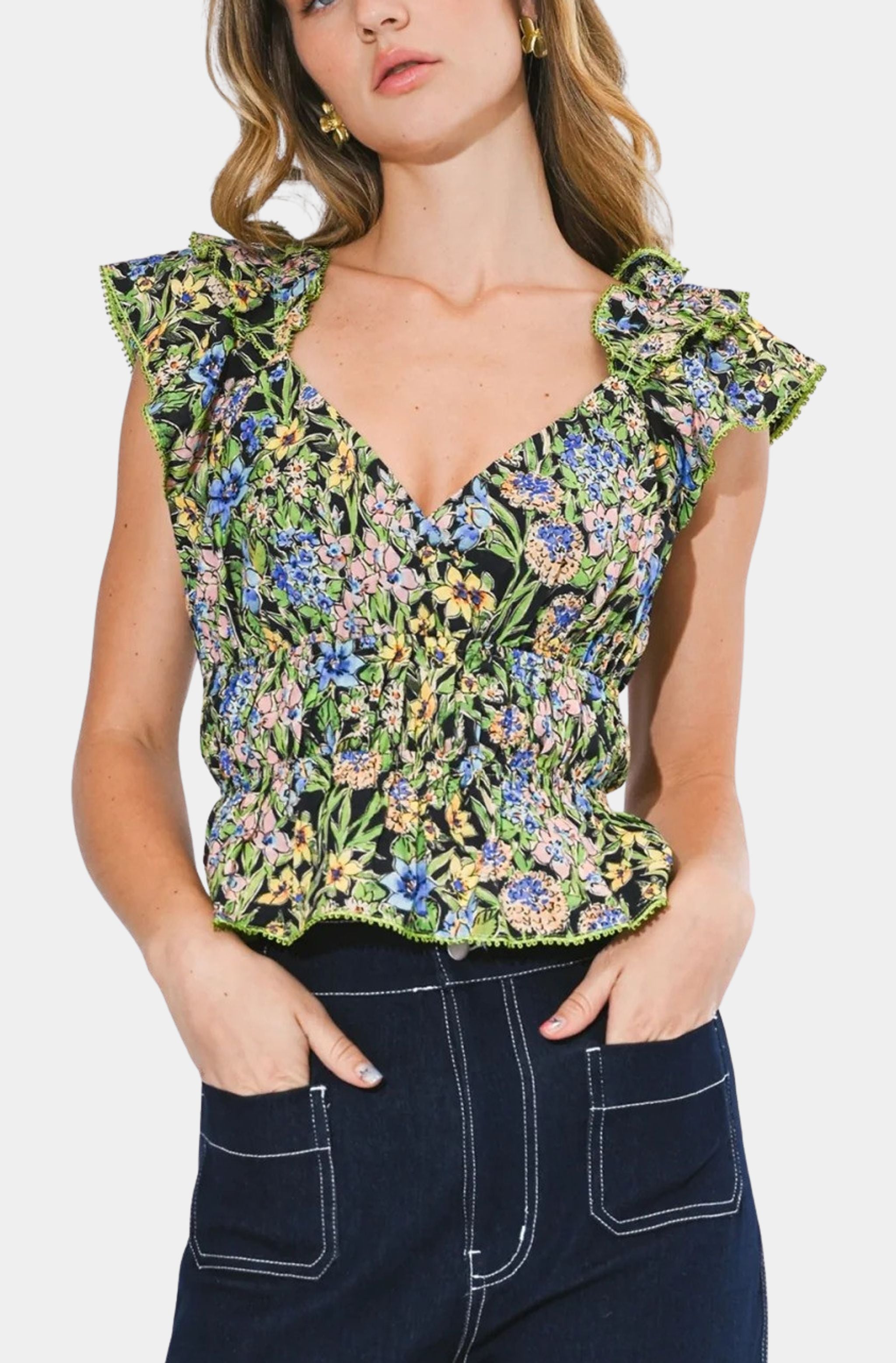 Dion Surplice Peplum Top