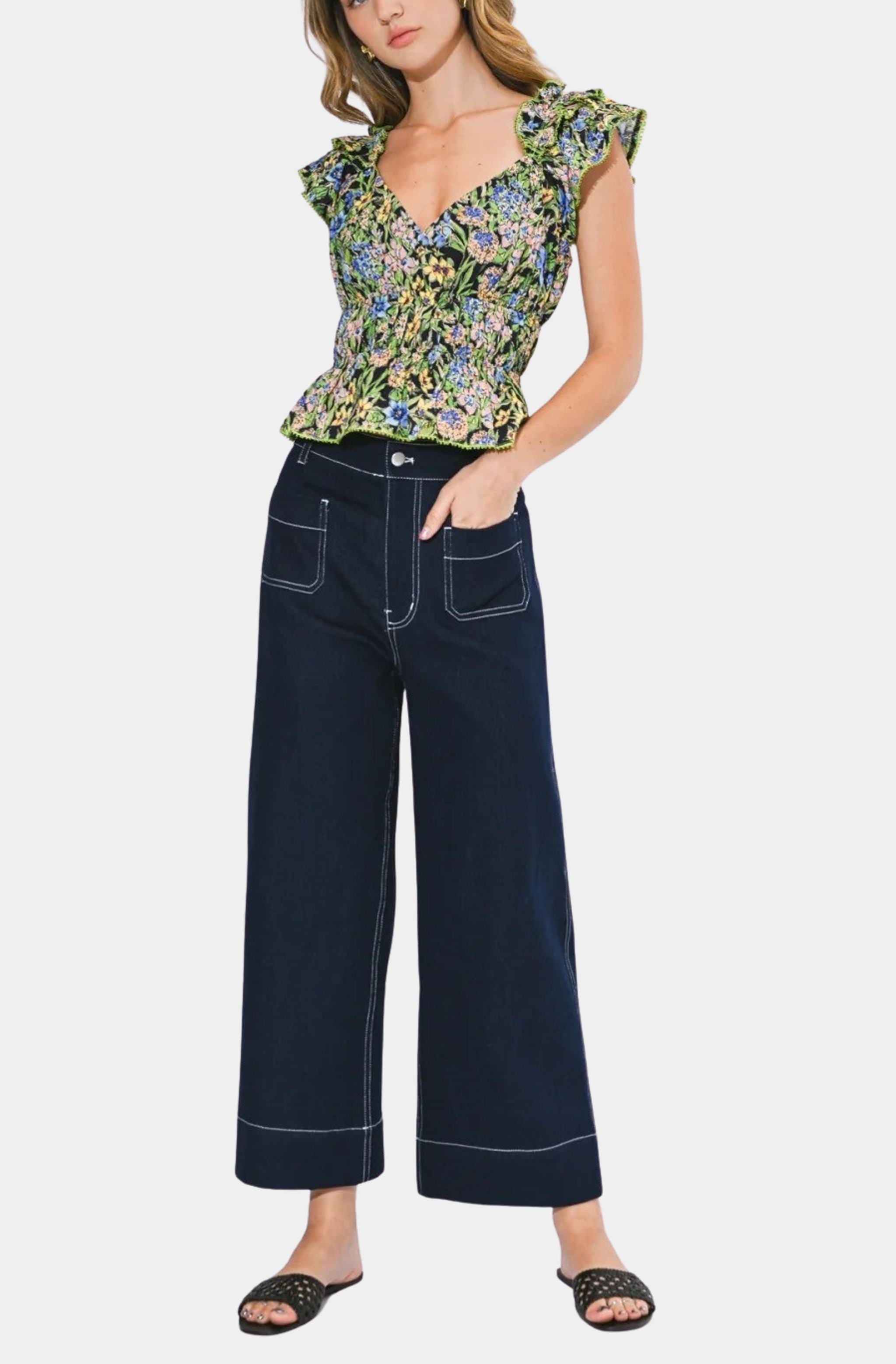 Dion Surplice Peplum Top