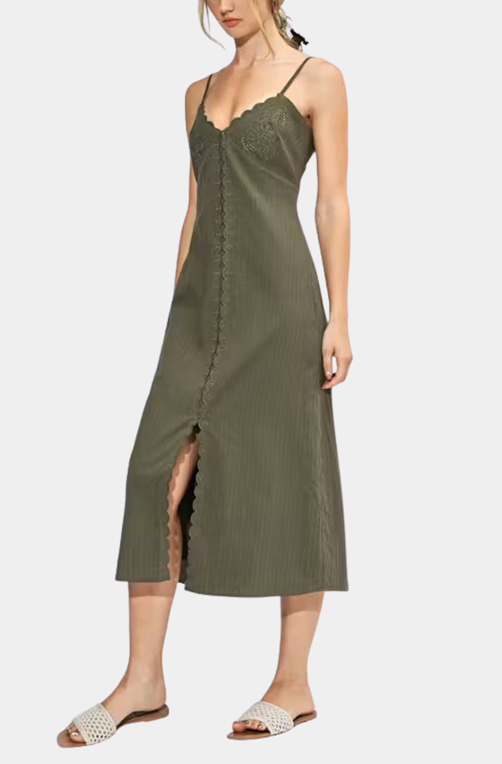 Millie Embroidered Midi Slip Dress