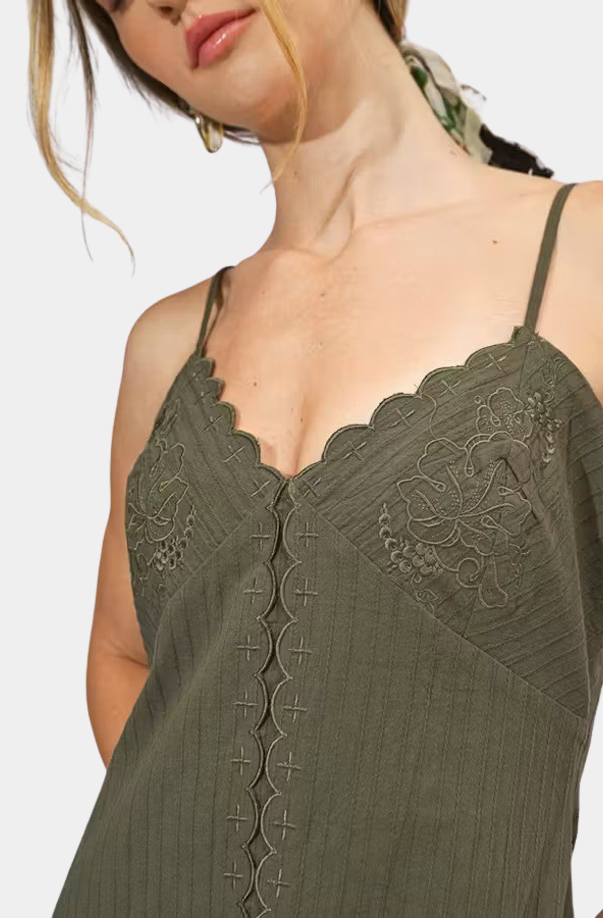 Millie Embroidered Midi Slip Dress