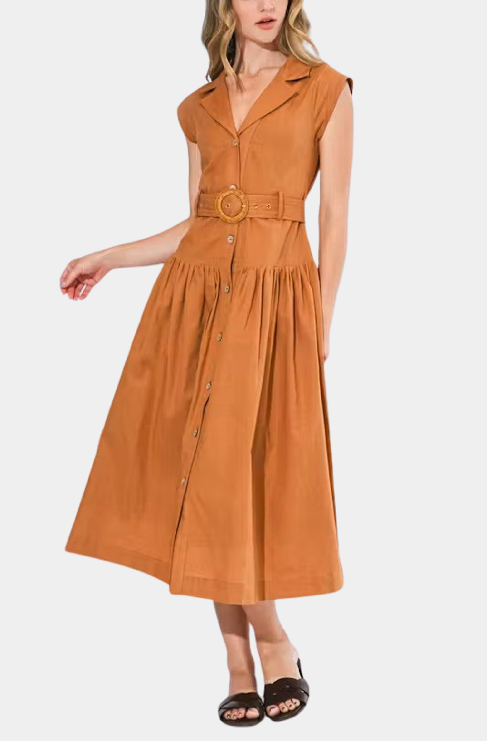 Kennedy V Neck Midi Shirt Dress