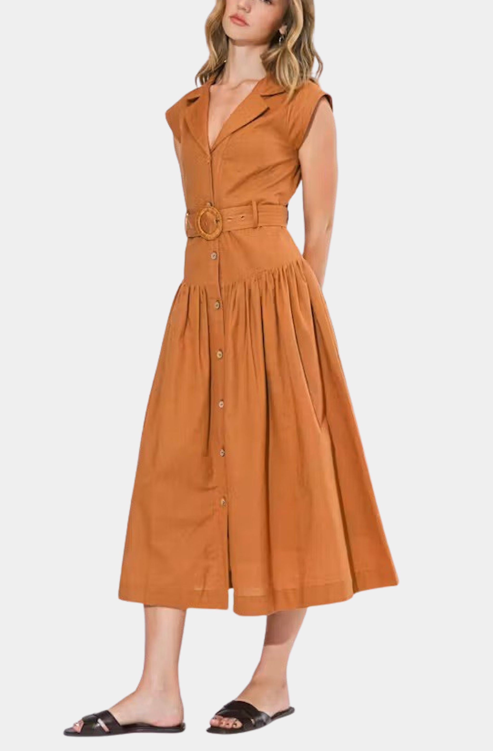 Kennedy V Neck Midi Shirt Dress