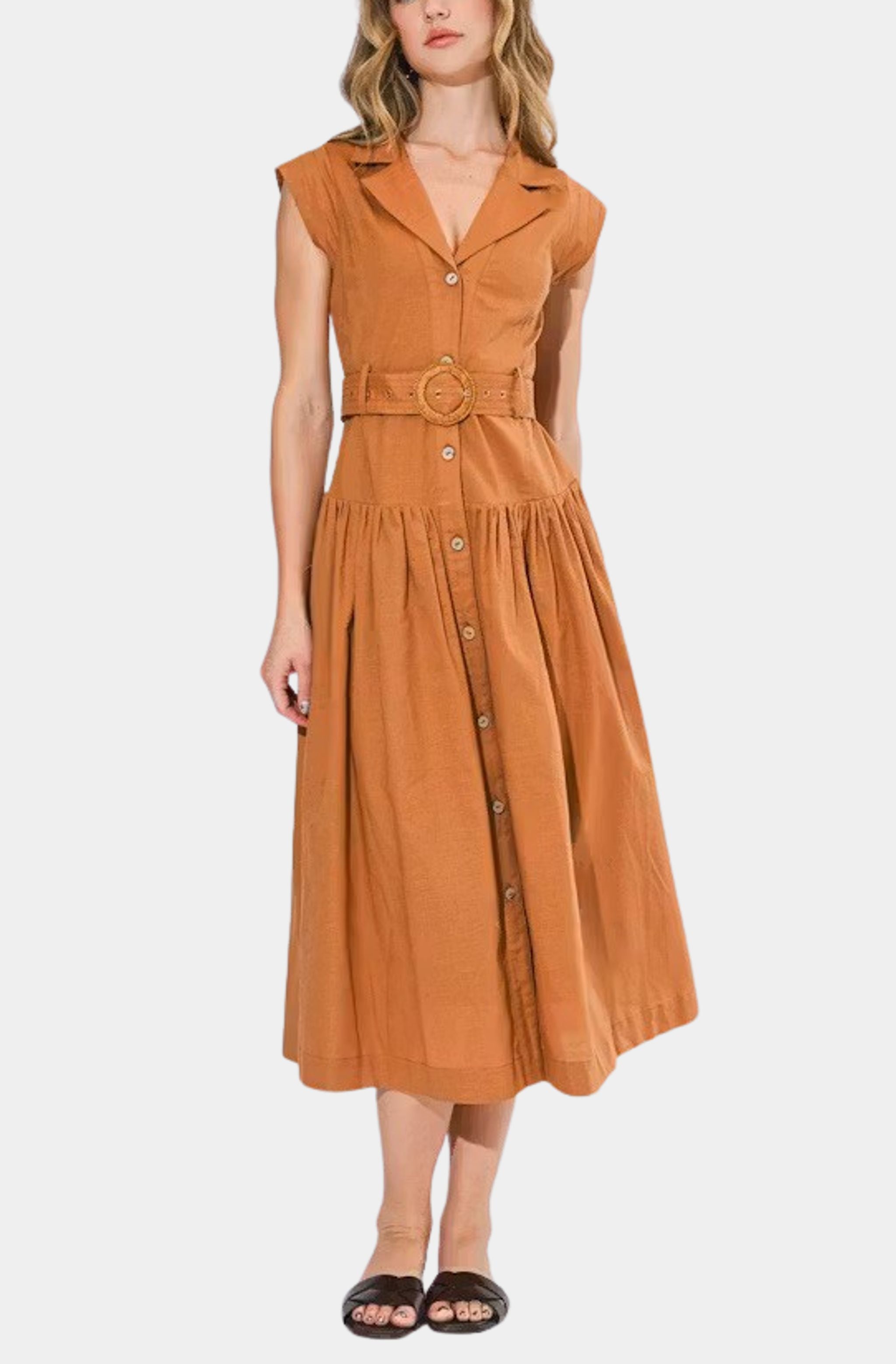 Kennedy V Neck Midi Shirt Dress