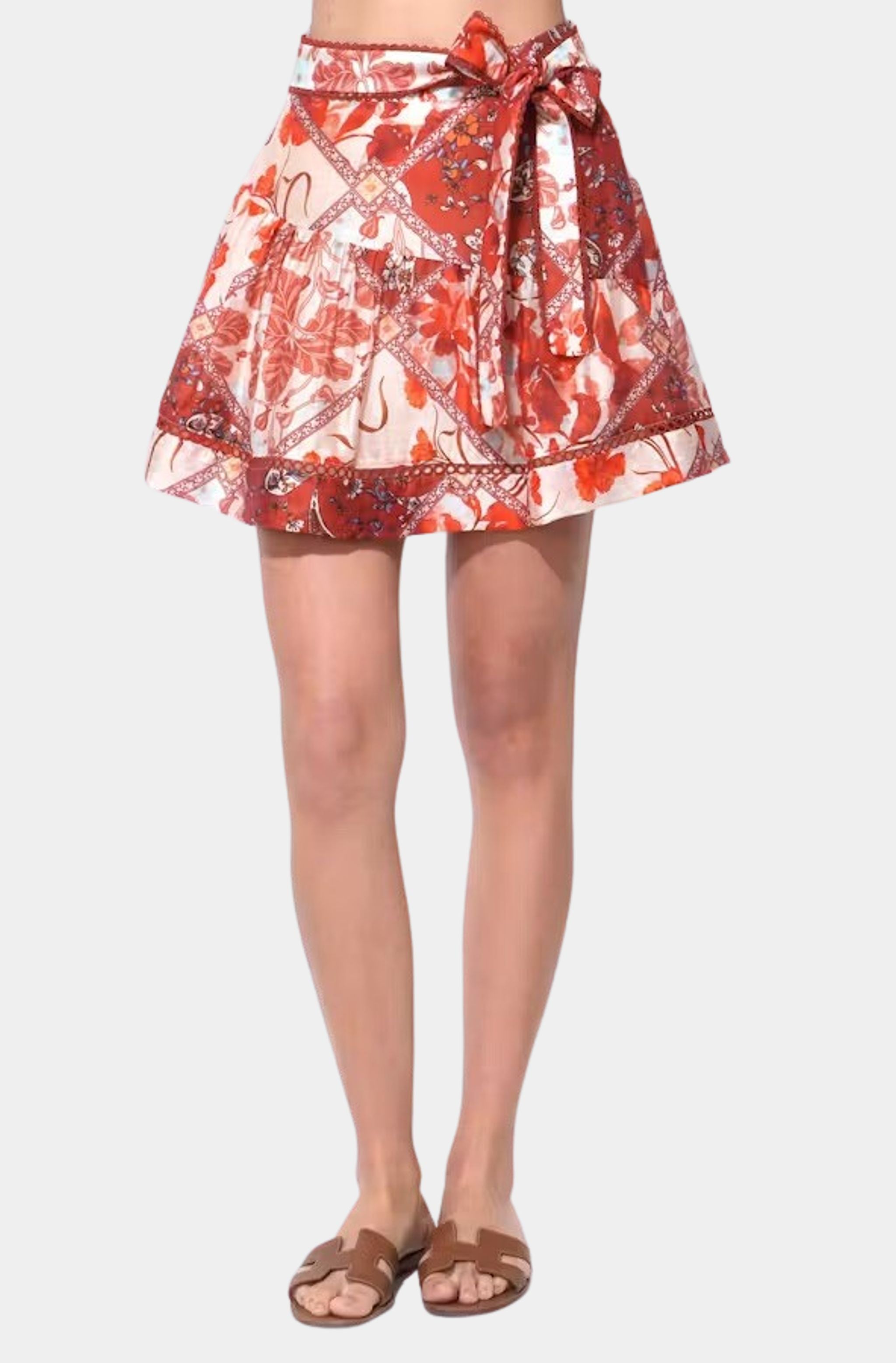 Gia Lace Inserted Mini Skirt with Tie