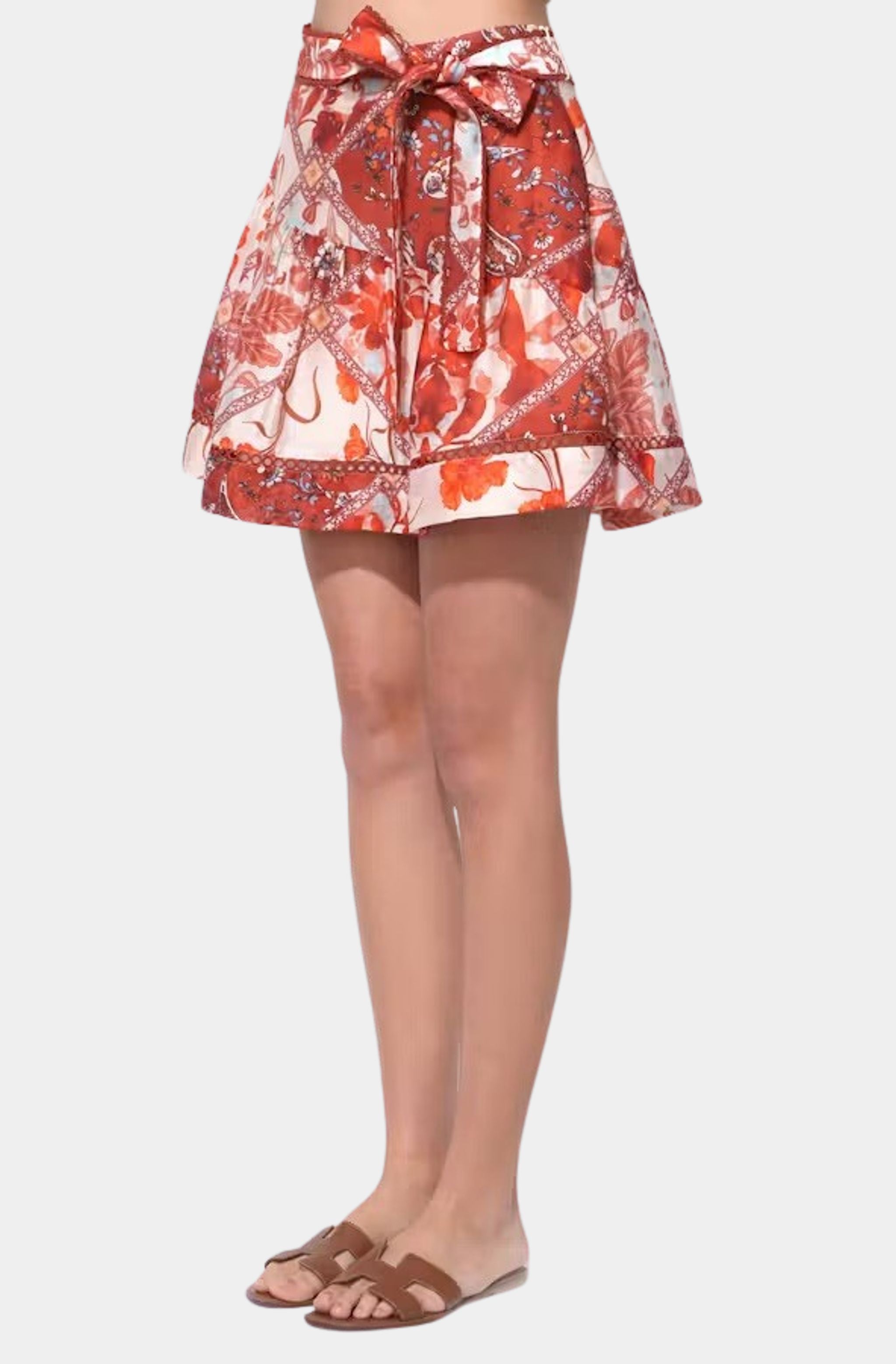 Gia Lace Inserted Mini Skirt with Tie