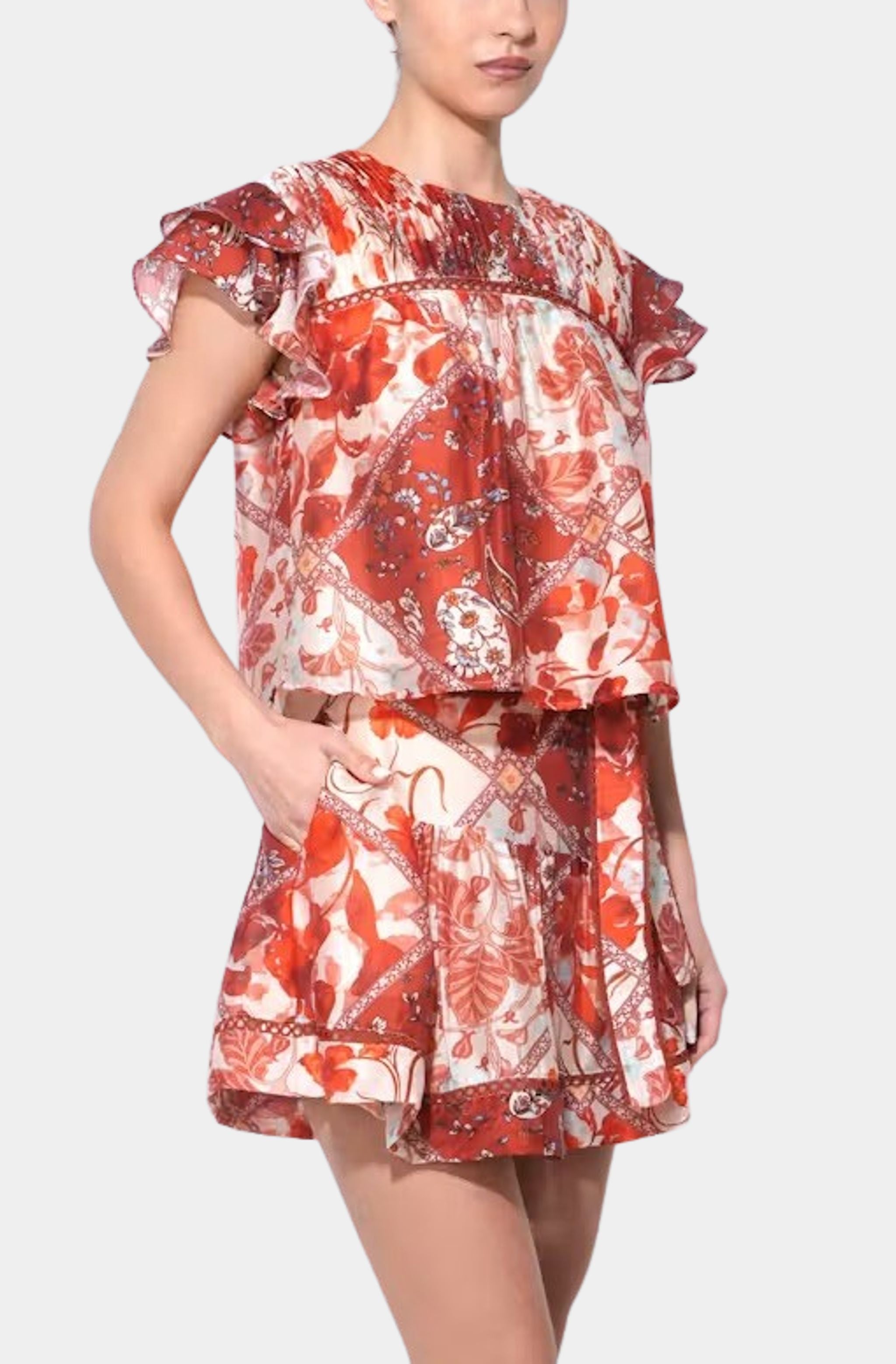Gia Lace Inserted Mini Skirt with Tie