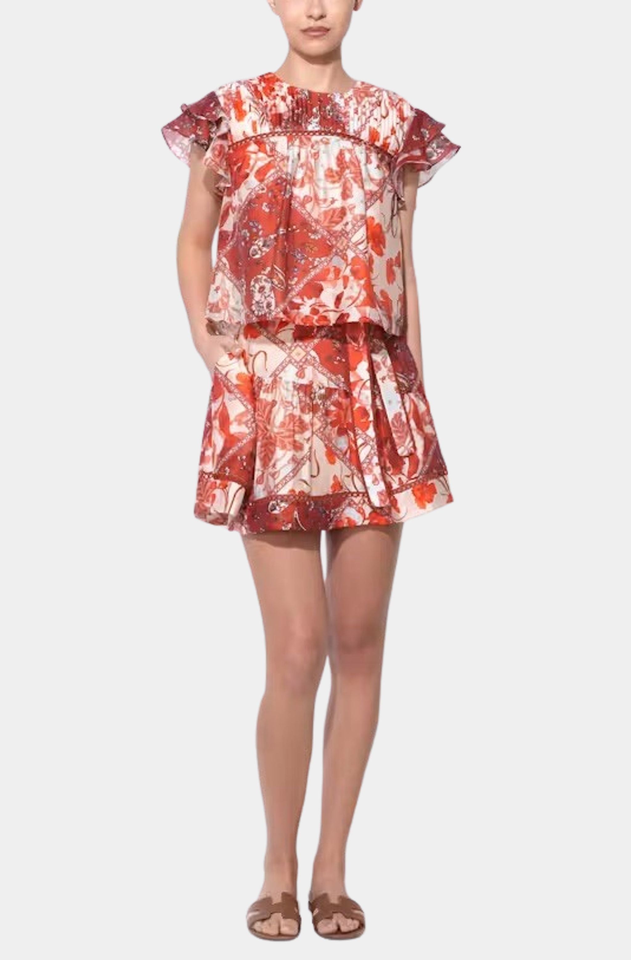 Gemma Pintucked Flutter Sleeves Top