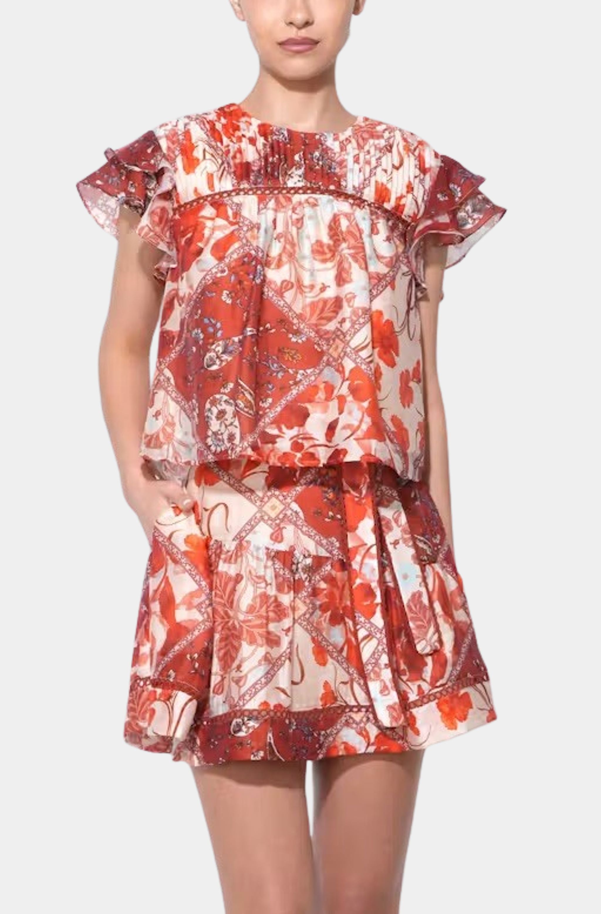 Gemma Pintucked Flutter Sleeves Top