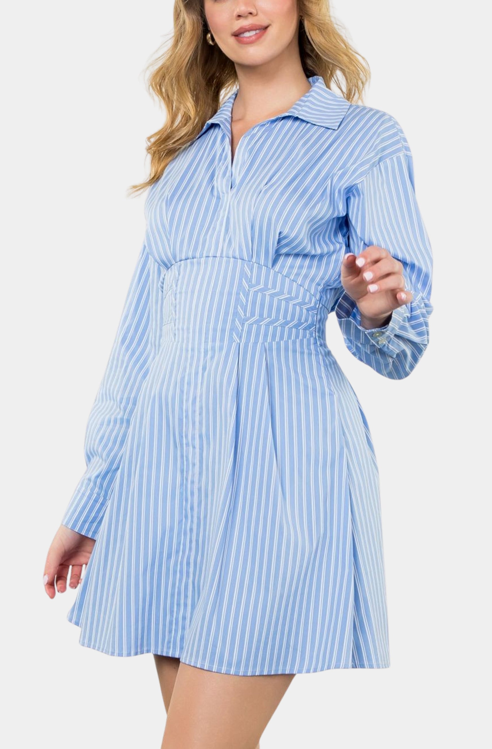 Long Sleeve Striped Mini Dress