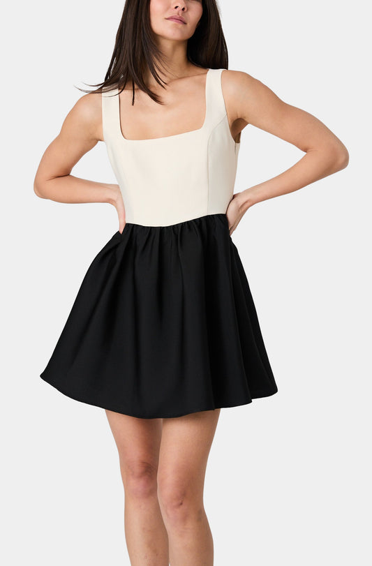 Structured Square Neck Sleeveless Mini Dress