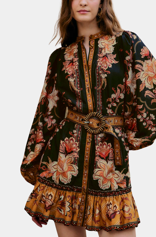 Majestic Garden Black Mini Dress