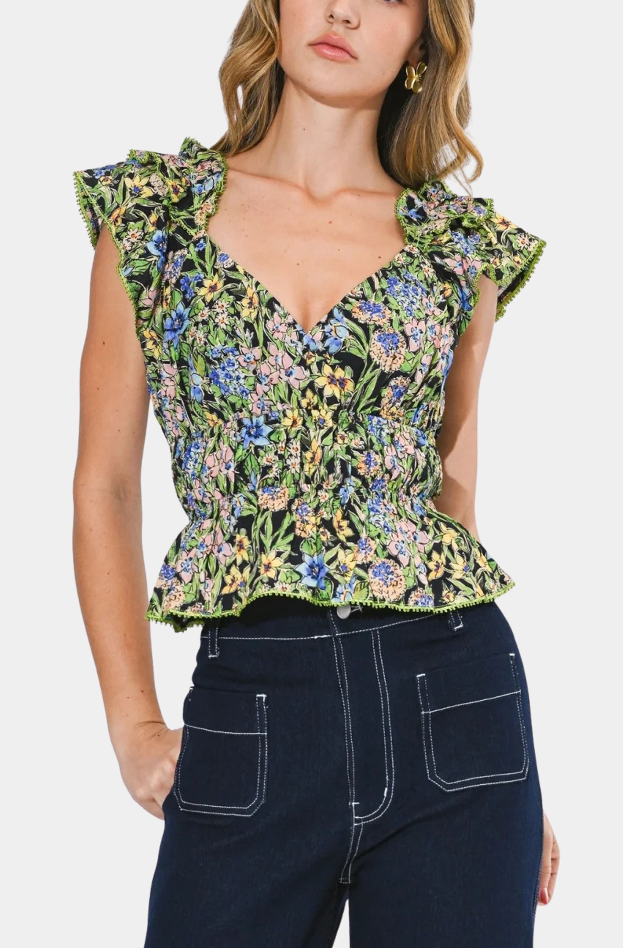 Dion Surplice Peplum Top
