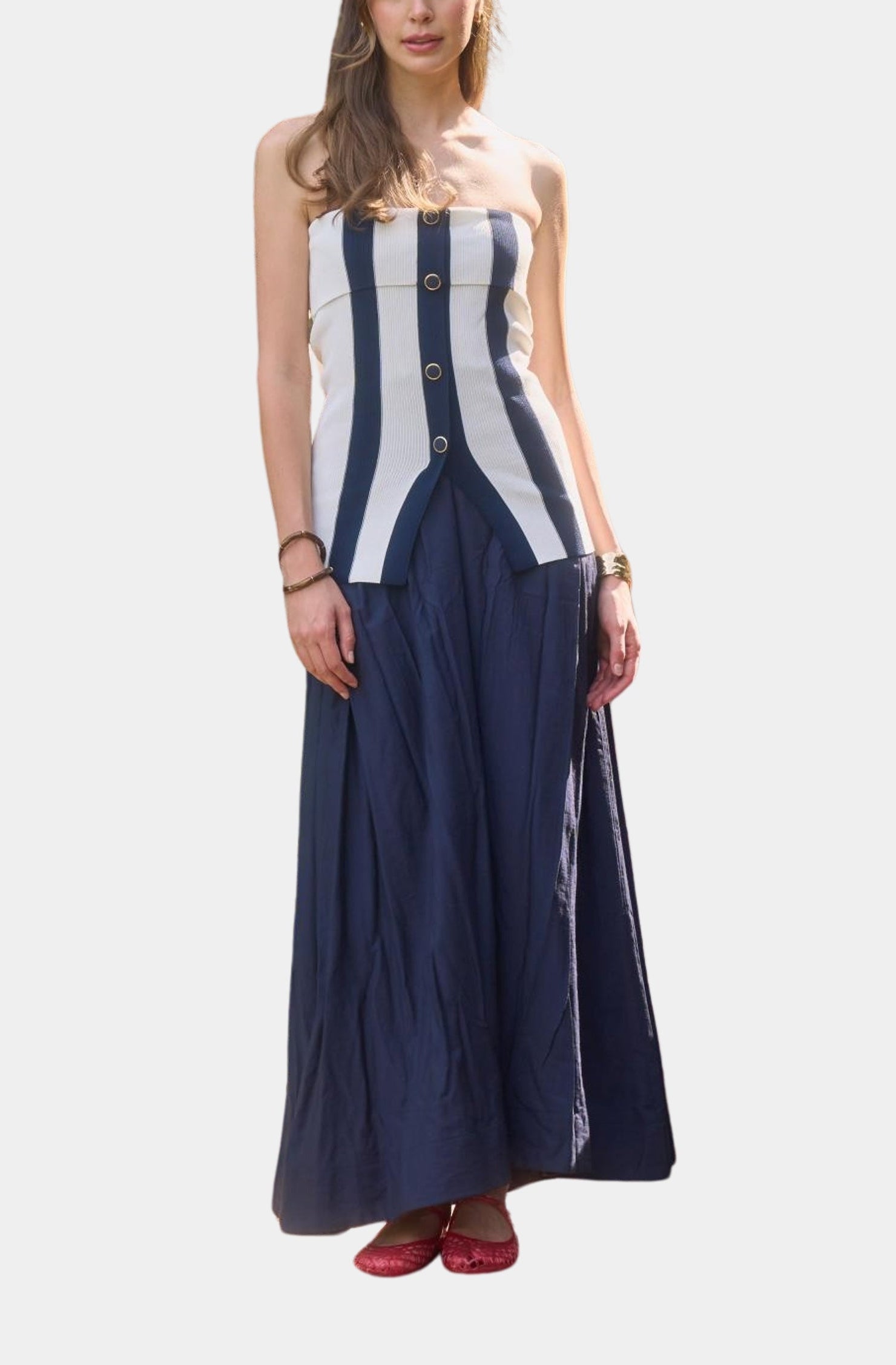 Tube Top Striped Detail Midi Dress – Hemline Huntsville Tube Top Striped Detail Midi Dress – Hemline Huntsville