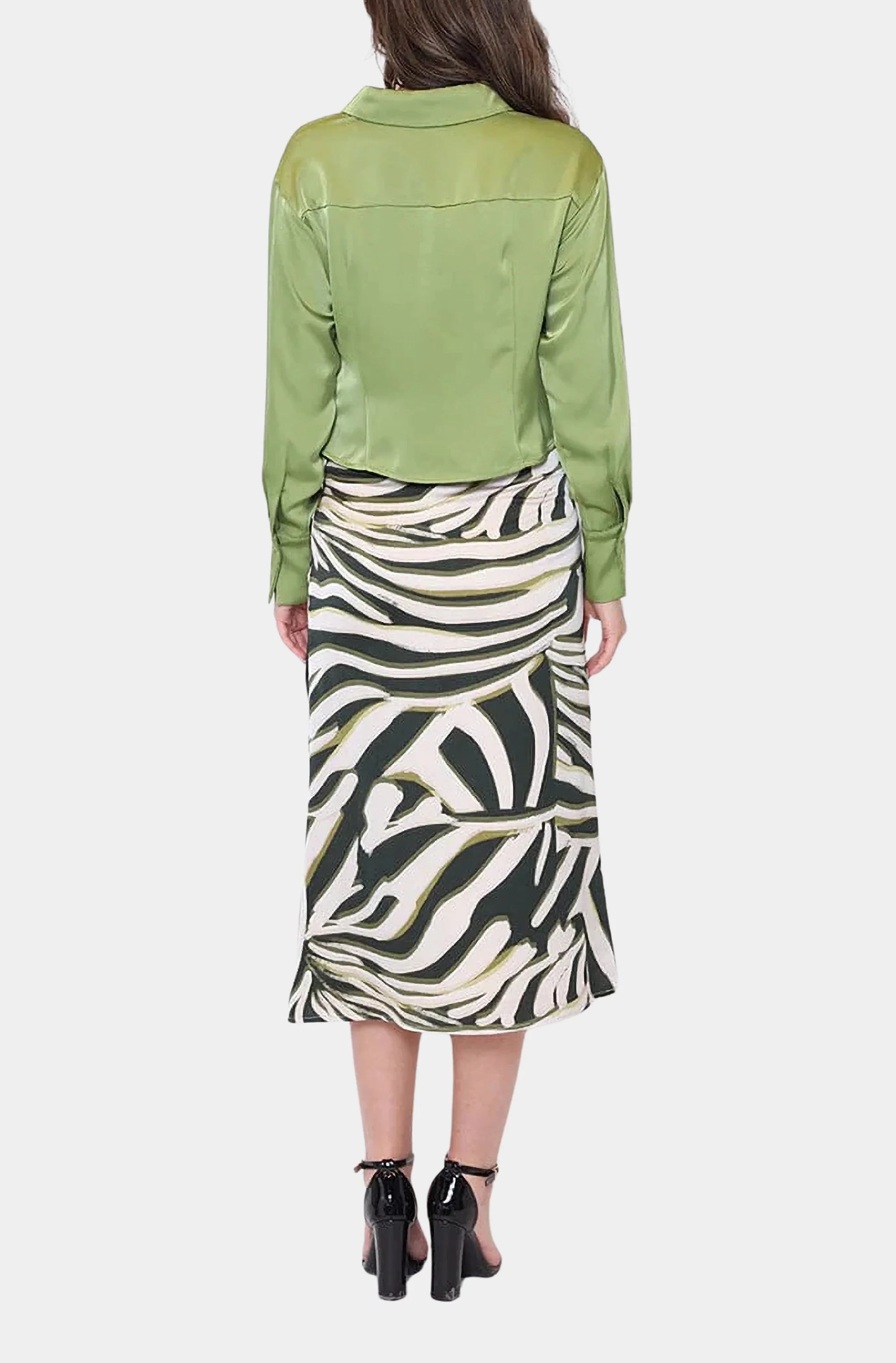 Zebra Stripe Print Satin Mermaid Skirt