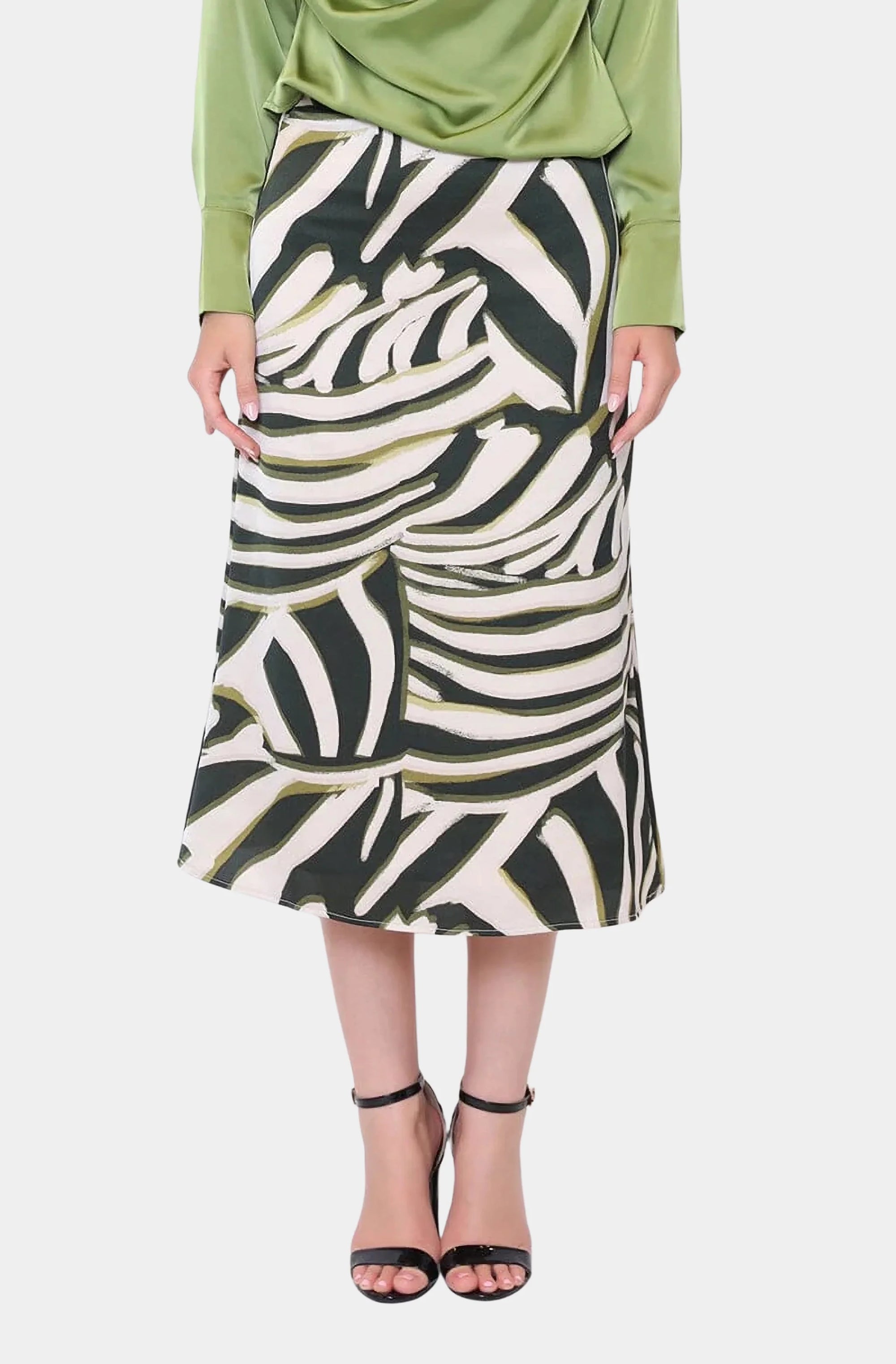 Zebra Stripe Print Satin Mermaid Skirt