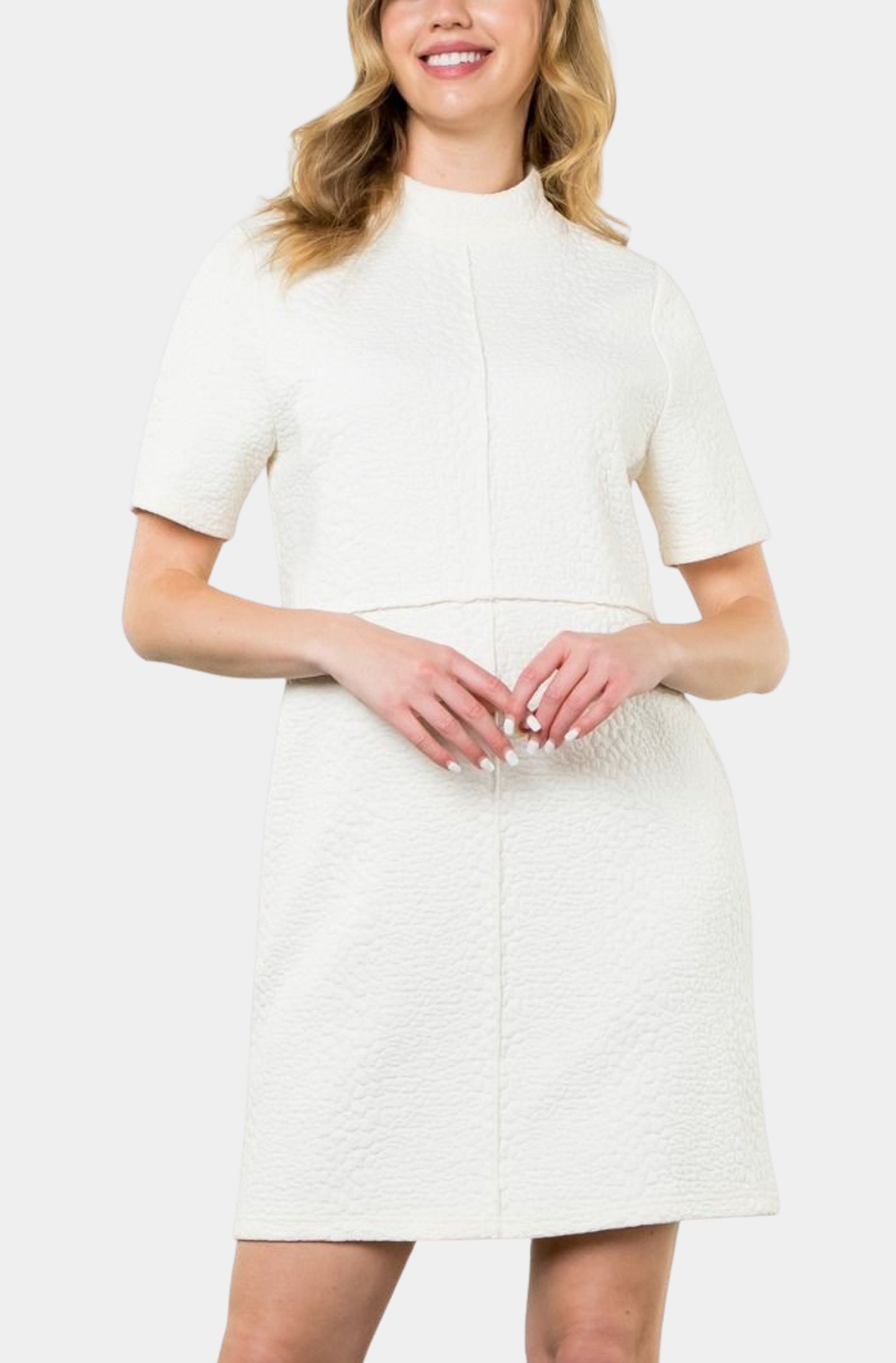 Chantal Short Sleeve Textured Dress