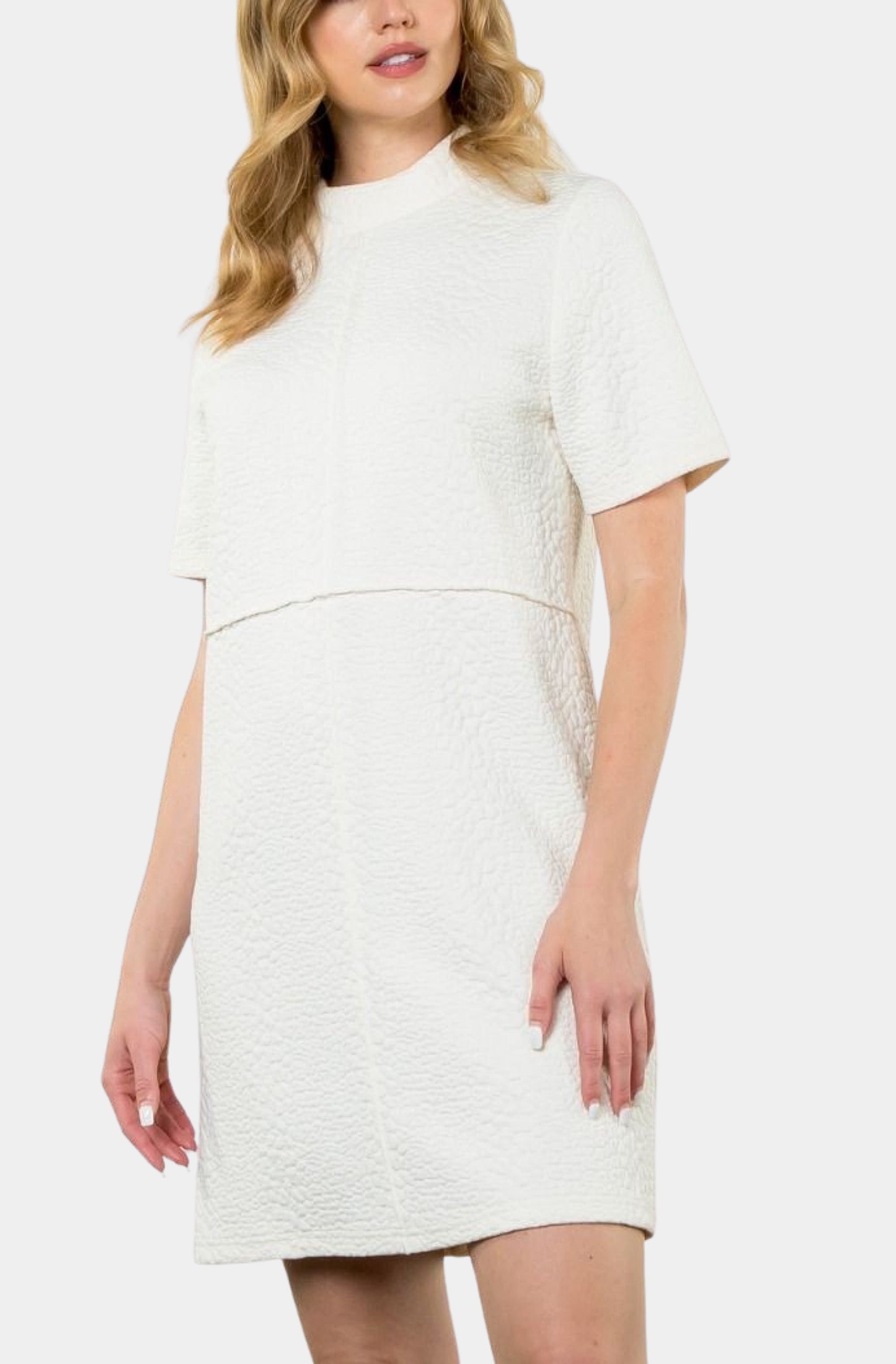 Chantal Short Sleeve Textured Dress