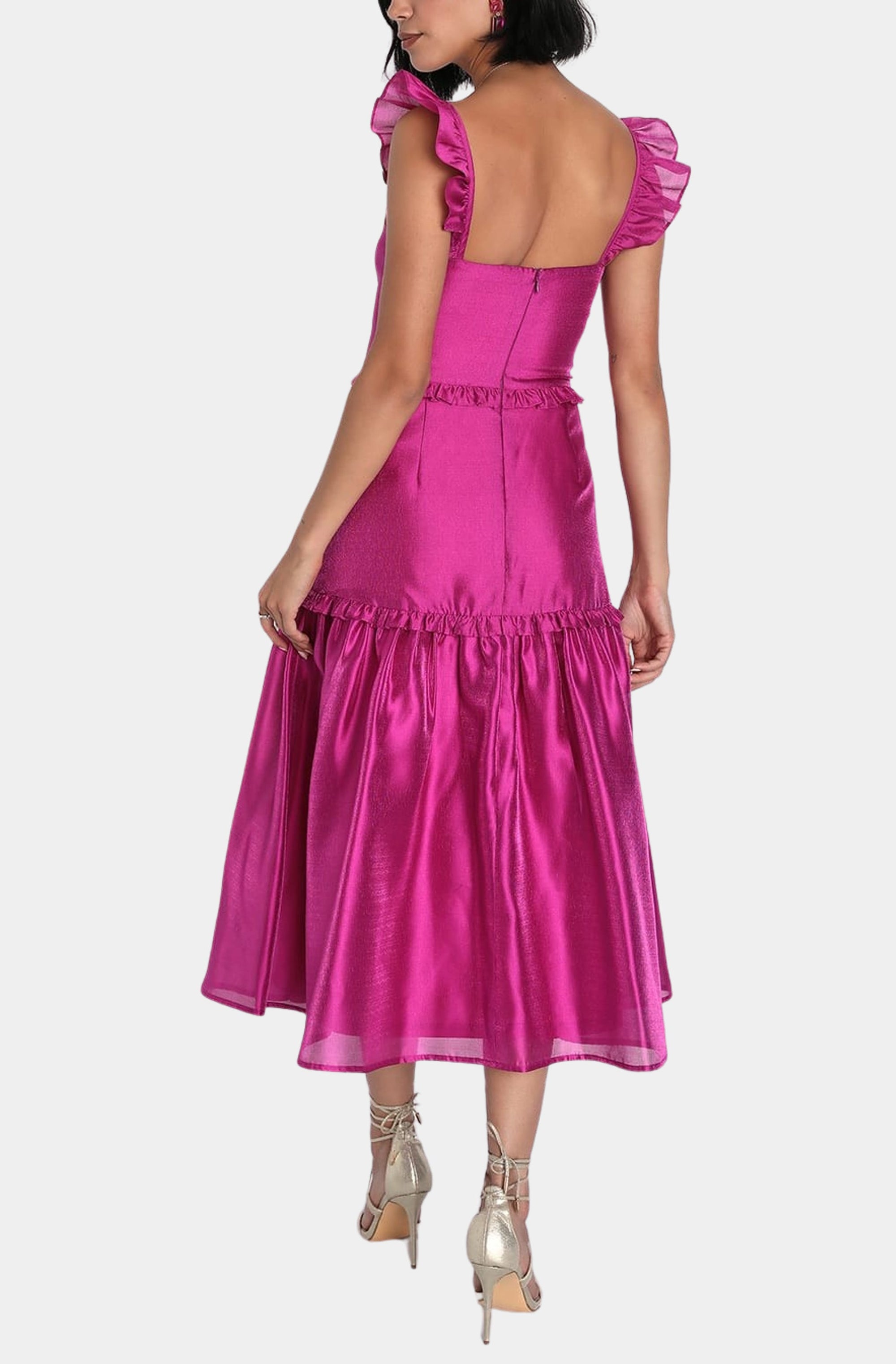 Effervescent Aesthetic Tiered Ruffled Midi Dress