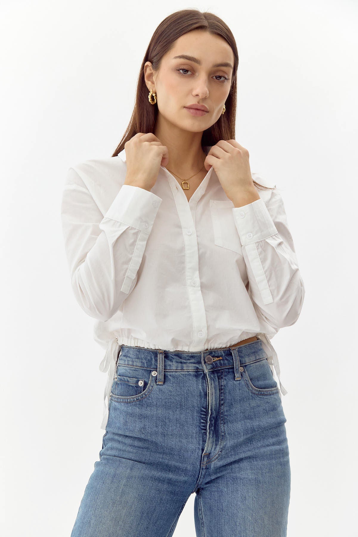 Eslee Poplin Drawstring Top